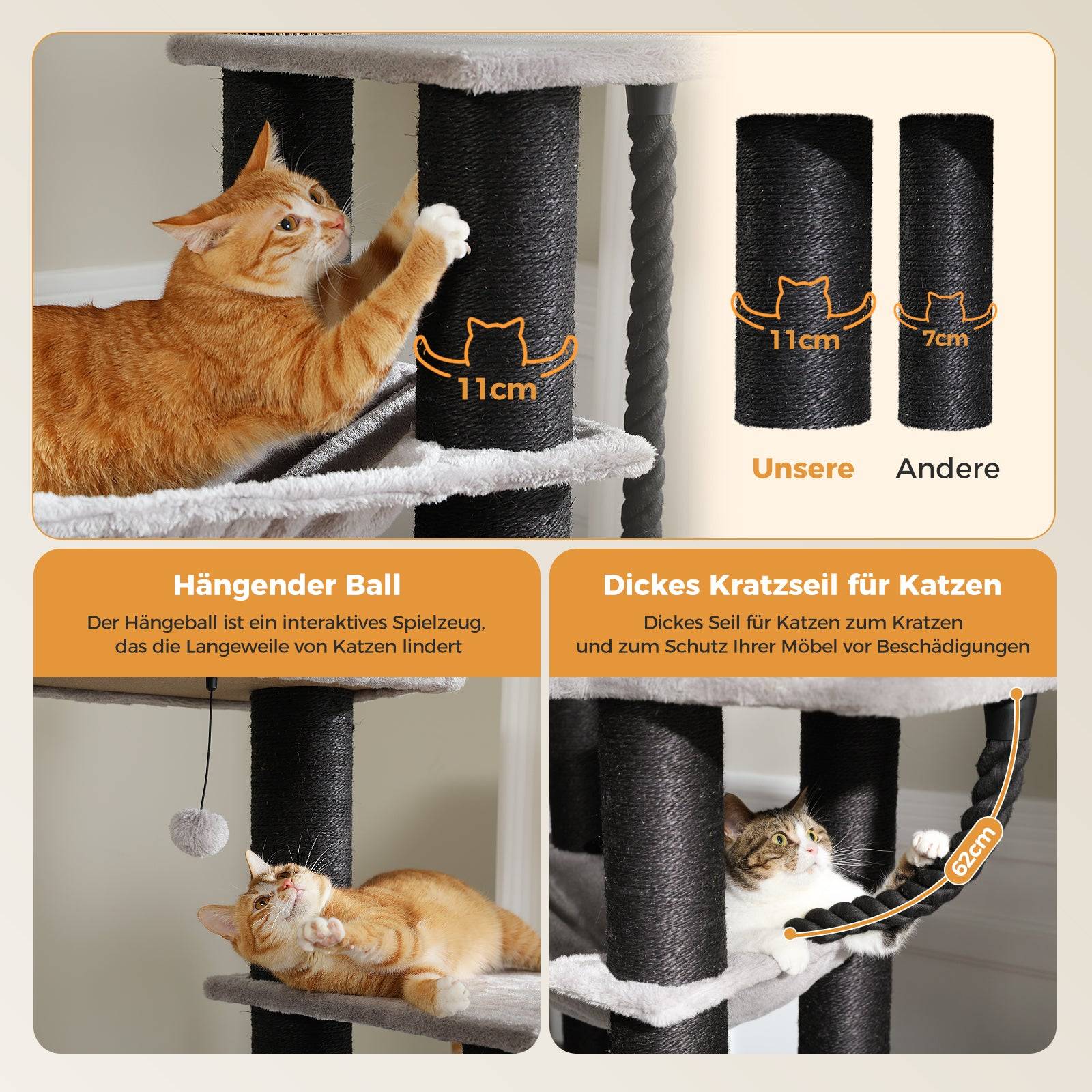 Pawzroad - Grand Arbre à Chat 170 cm avec Griffoirs XXL Cactus Vert PAWZ Road - Image 9