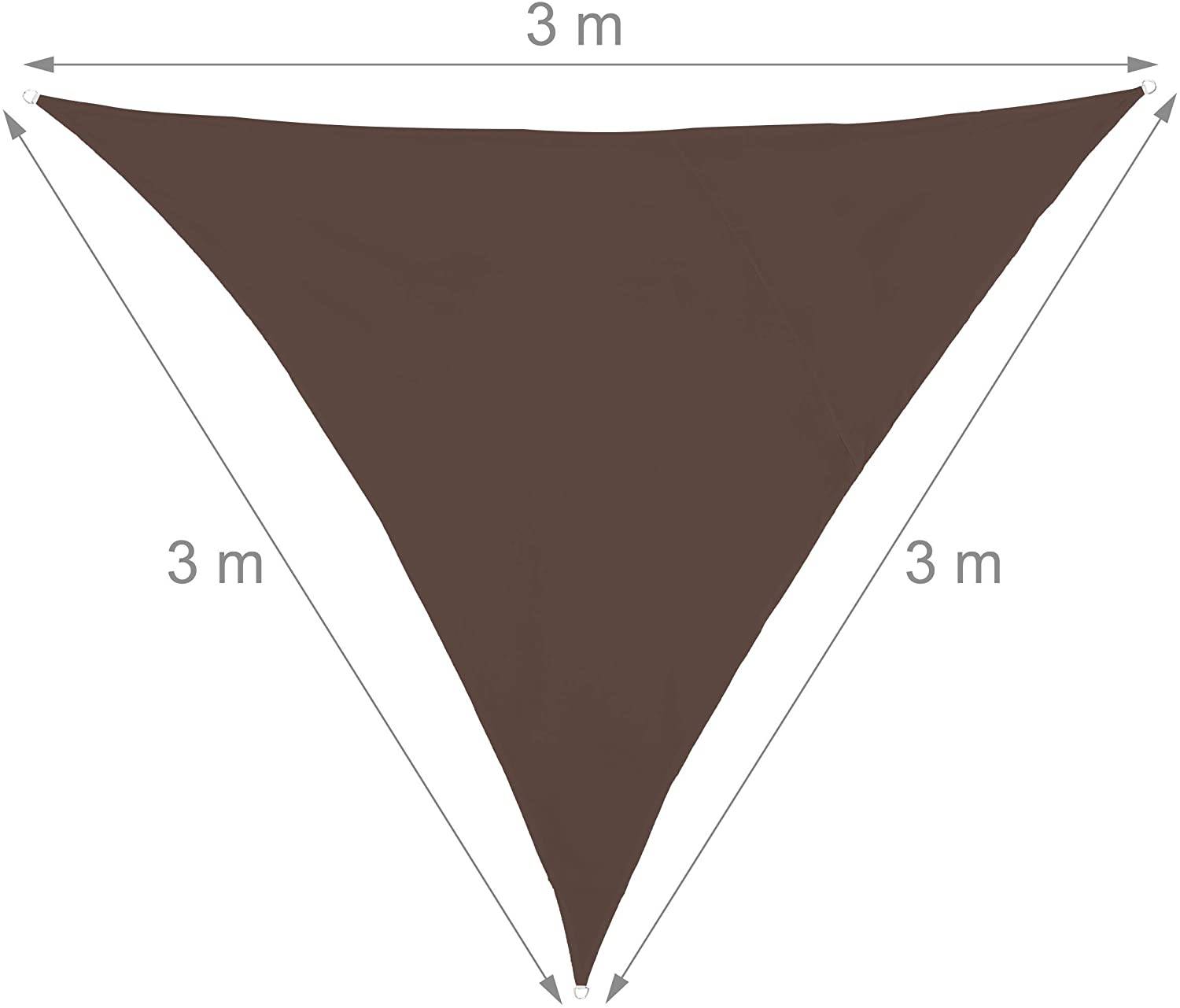 Helloshop26 - Voile d'ombrage triangle 3 x 3 x 3 m brun - Image 2