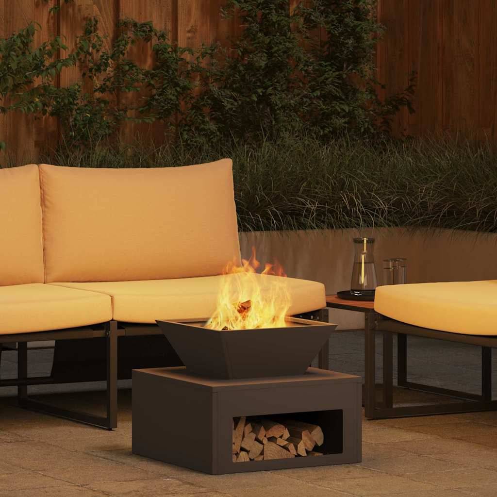 ComfortXL - Foyer Extérieur Carré en Acier Noir Mat, Brasero Design Industriel Portable 50 cm pour Soirées – ComfortXL Outdoor Living - Image 1