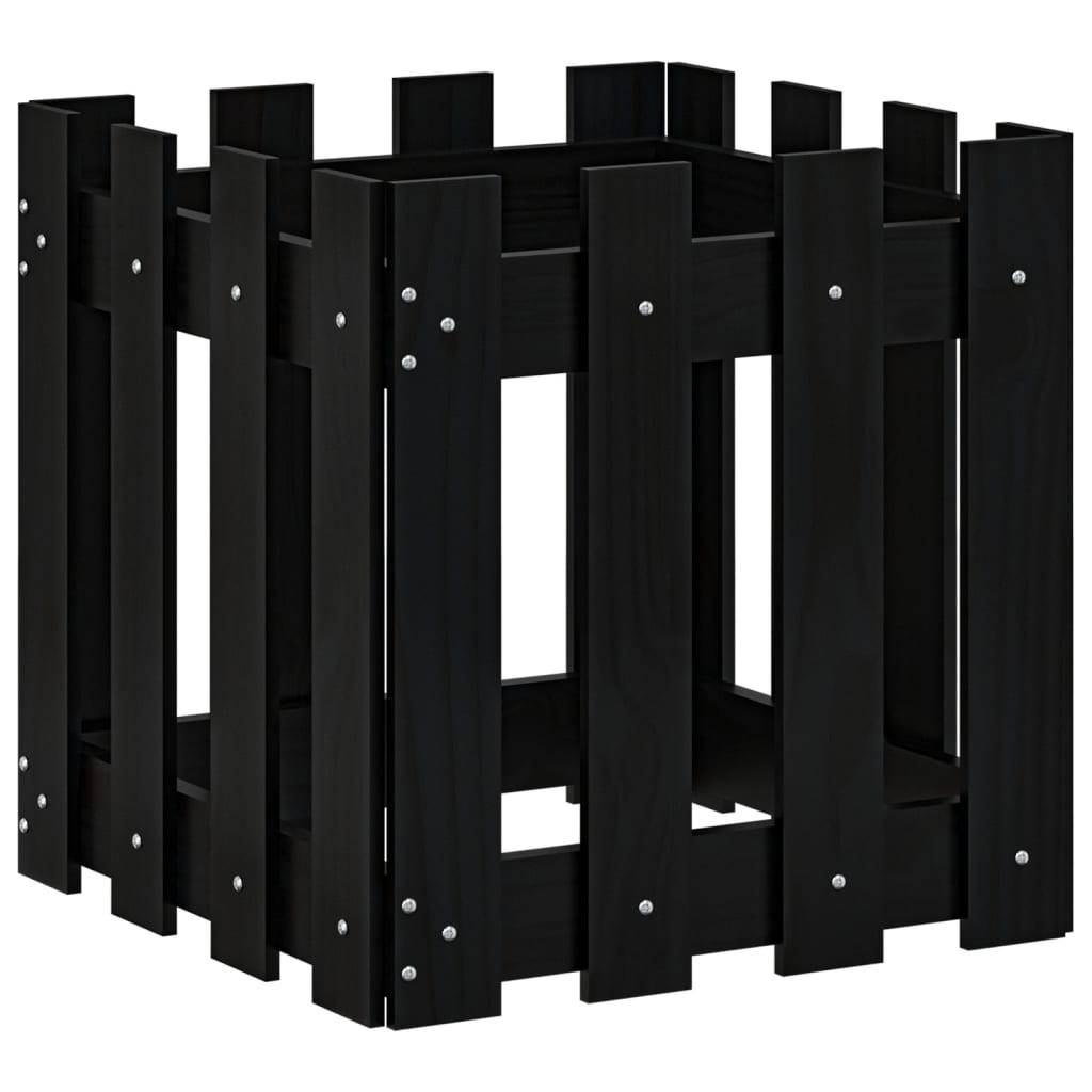 Vidaxl - Jardinière avec design de clôture noir 40x40x40 cm pin massif vidaXL 832449 - Image 2