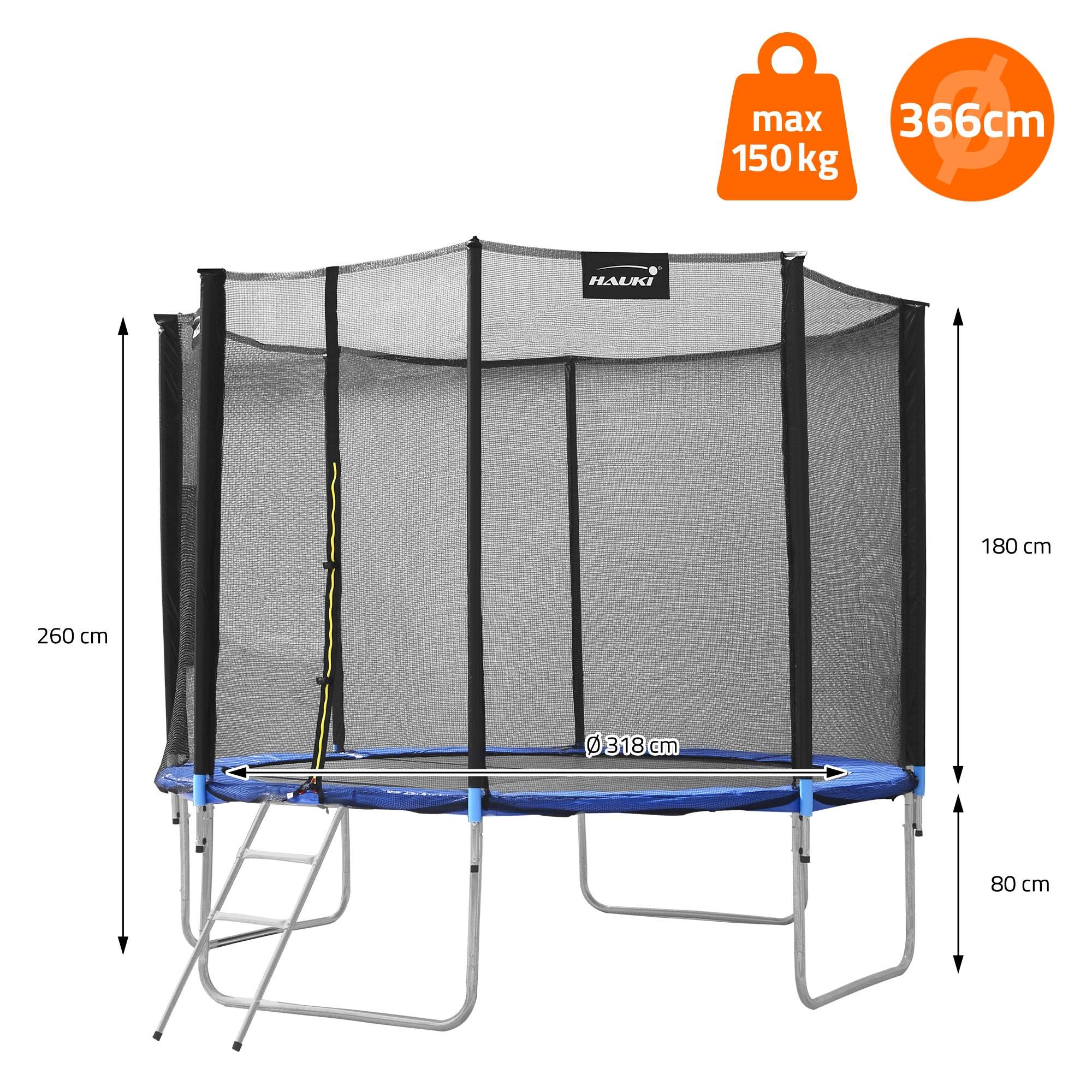 Trampoline de jardin avec filet de sécurité et échelle set complet bleu Ø 366 cm - Image 8