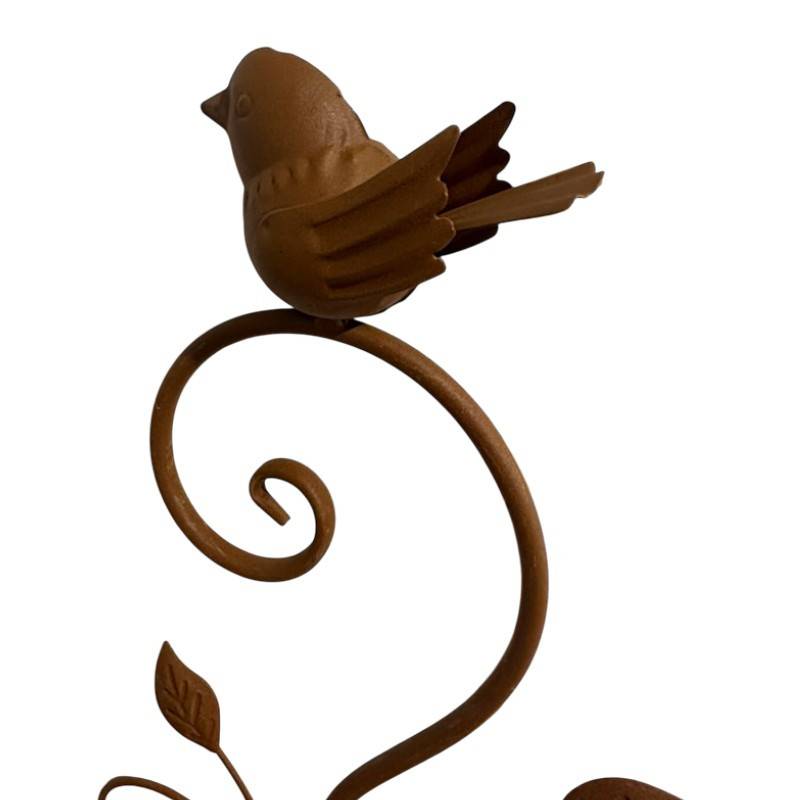 La Grande Prairie - Pluviomètre à planter oiseau fer rouile 16x7x101cm - Image 7