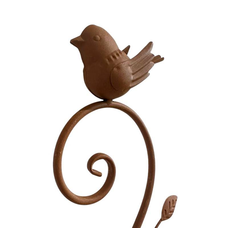 La Grande Prairie - Pluviomètre à planter oiseau fer rouile 16x7x101cm - Image 6