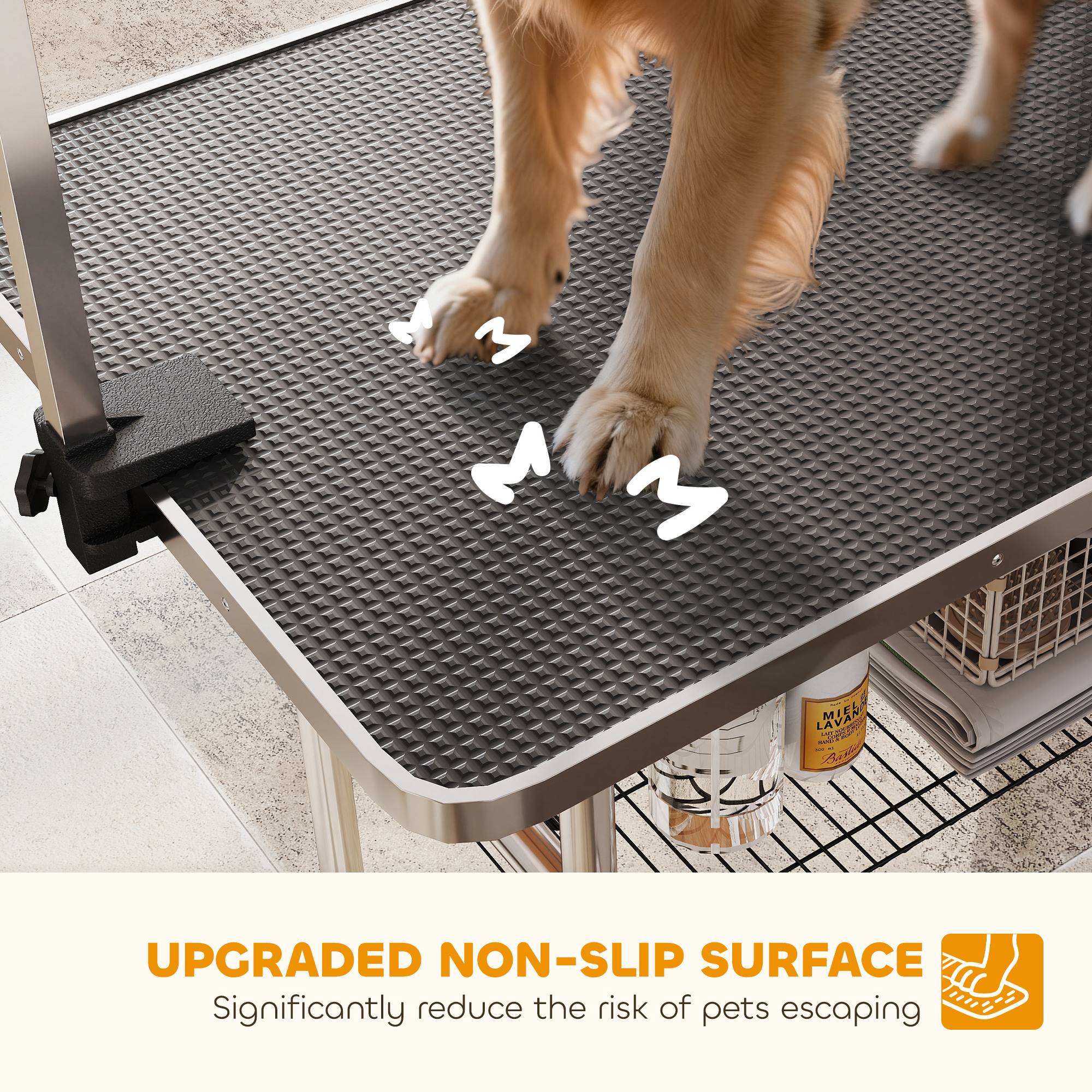 Sans Marque - Table de toilettage réglable pliable, panier sous-table, pour chiens/chats jusqu'à 100 kg, Noir - Image 9