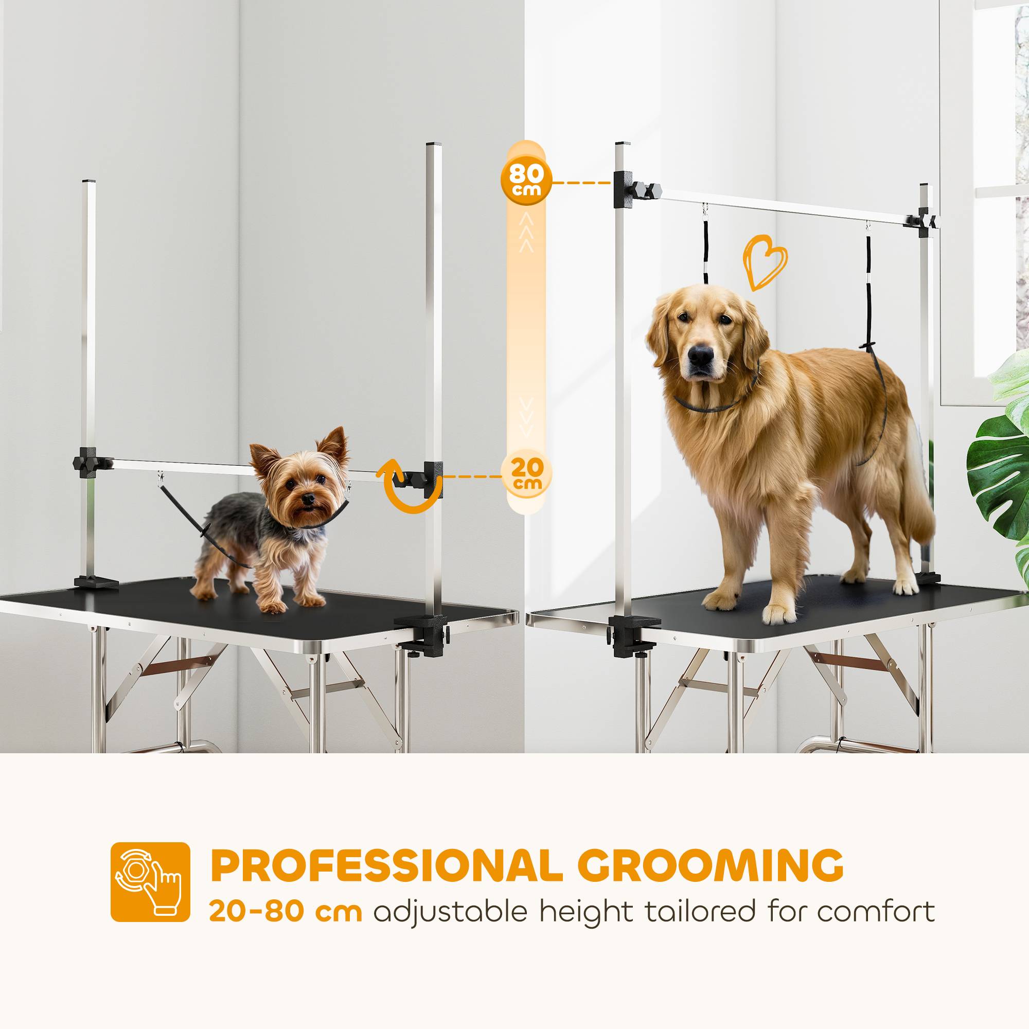 Sans Marque - Table de toilettage réglable pliable, panier sous-table, pour chiens/chats jusqu'à 100 kg, Noir - Image 6
