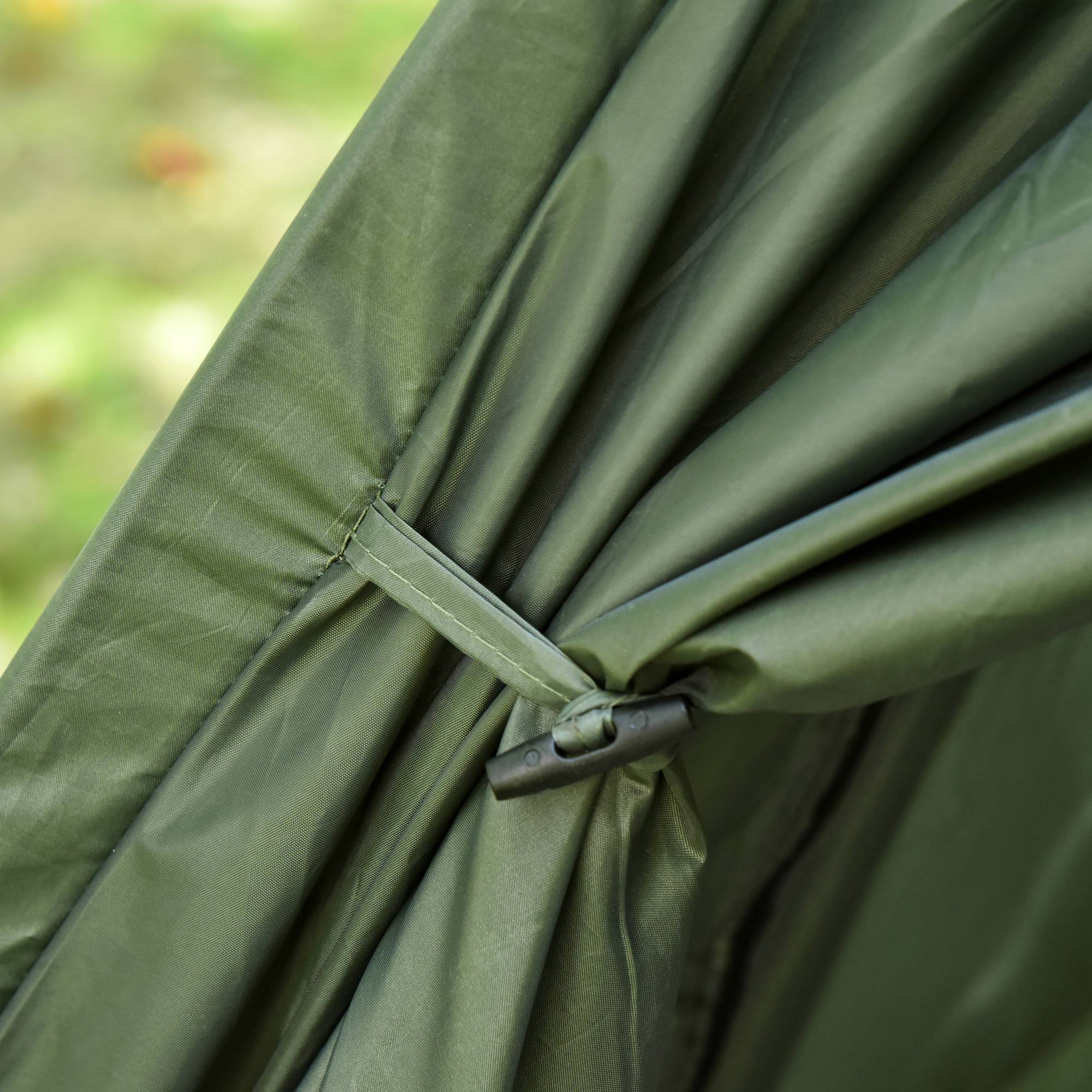 Lit de Camp Double 4-en-1 avec Tente, Matelas Gonflable et Sac, Structure Acier et Toile Oxford, 193 x 145 x 180 cm, Vert - Image 9