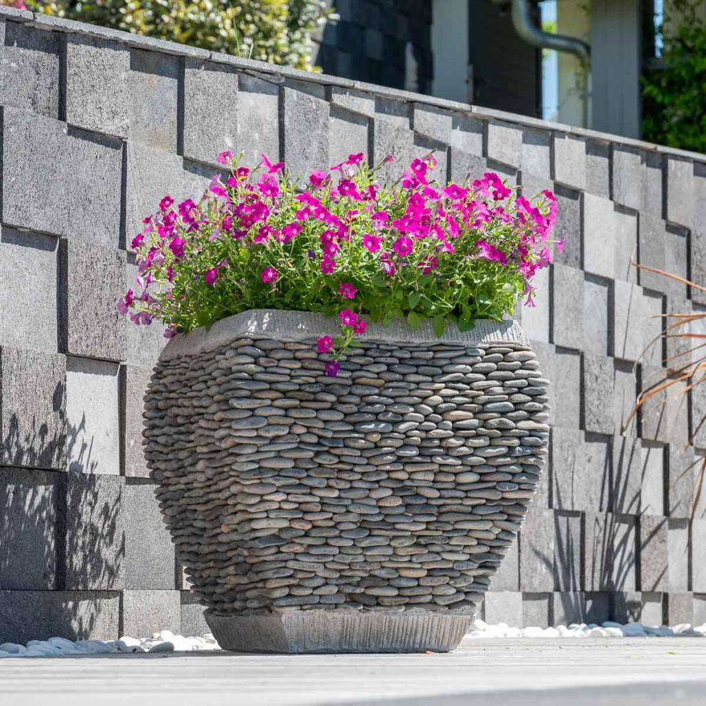 Wanda COLLECTION - Pot bac jardinière galbé galet hauteur 50cm jardin zen - Image 2