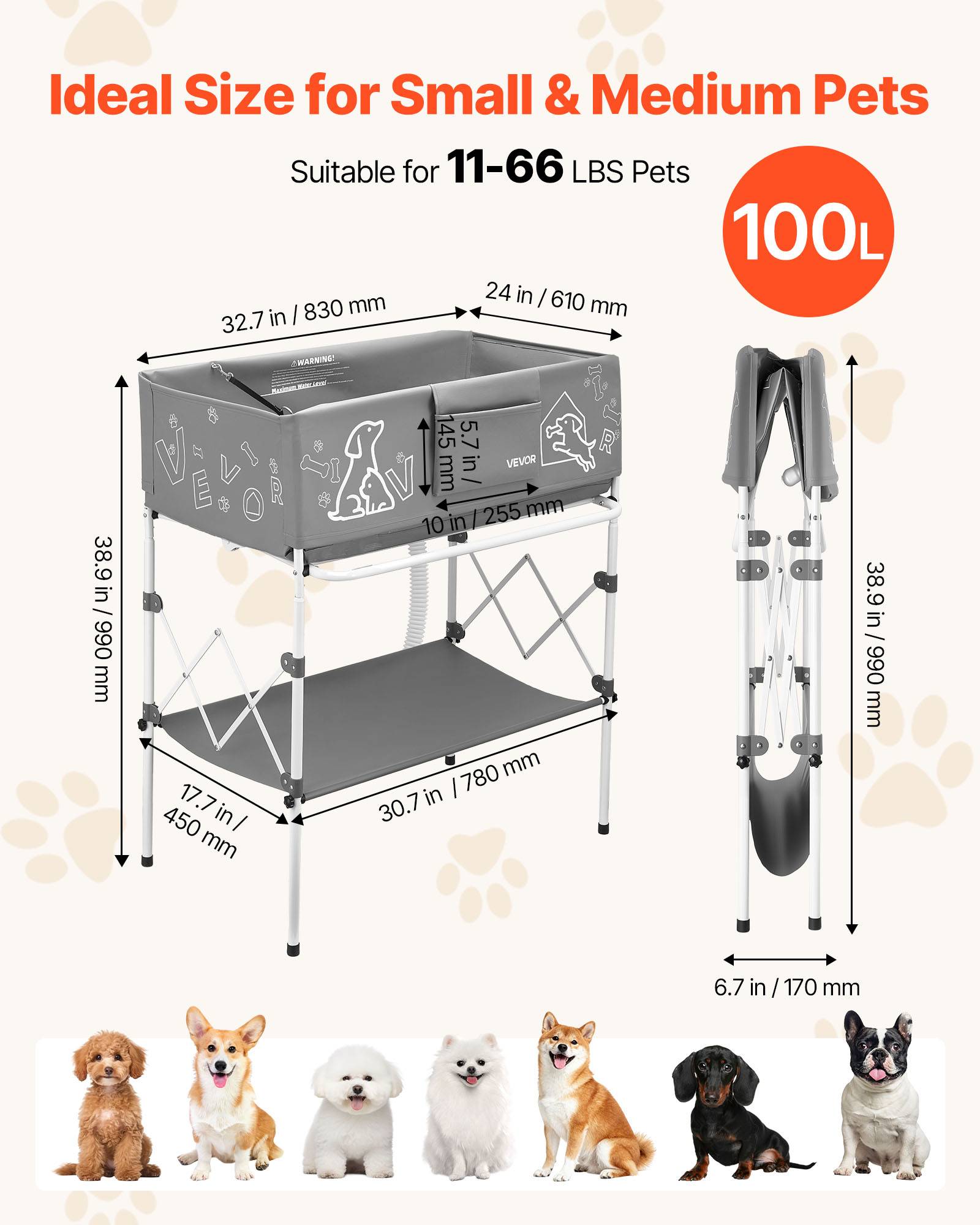 Vevor - VEVOR Baignoire Surélevée pour Chien Pliable Station de Lavage Portable Chat - Image 2