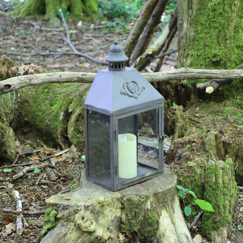 Photophore bougie lanterne extérieur mural métal verre marron 50cm Chemin de campagne - Image 3
