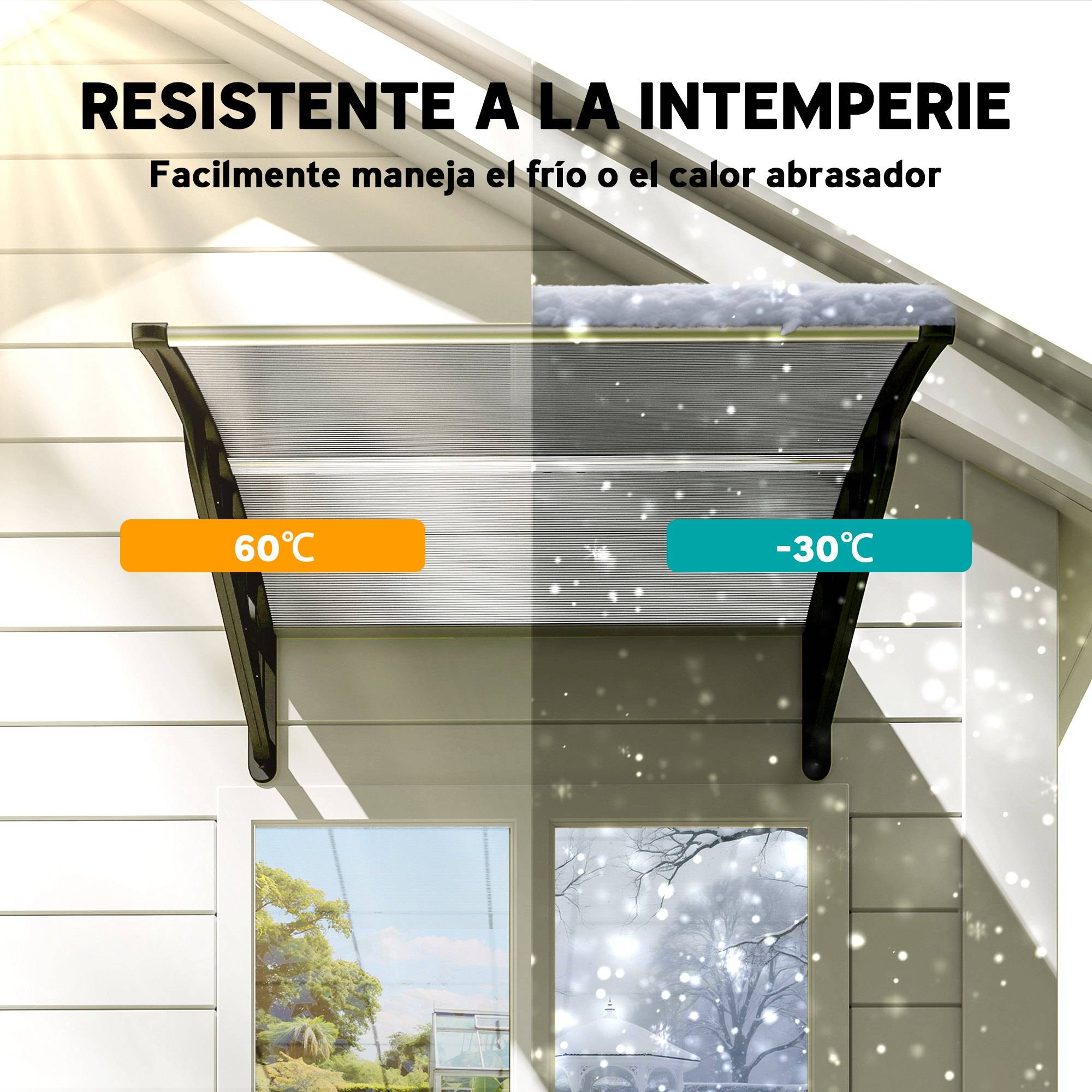 Store de porte et fenêtre 103 x 96,5 cm avec panneaux en polycarbonate et bande d'aluminium transparent - Image 8