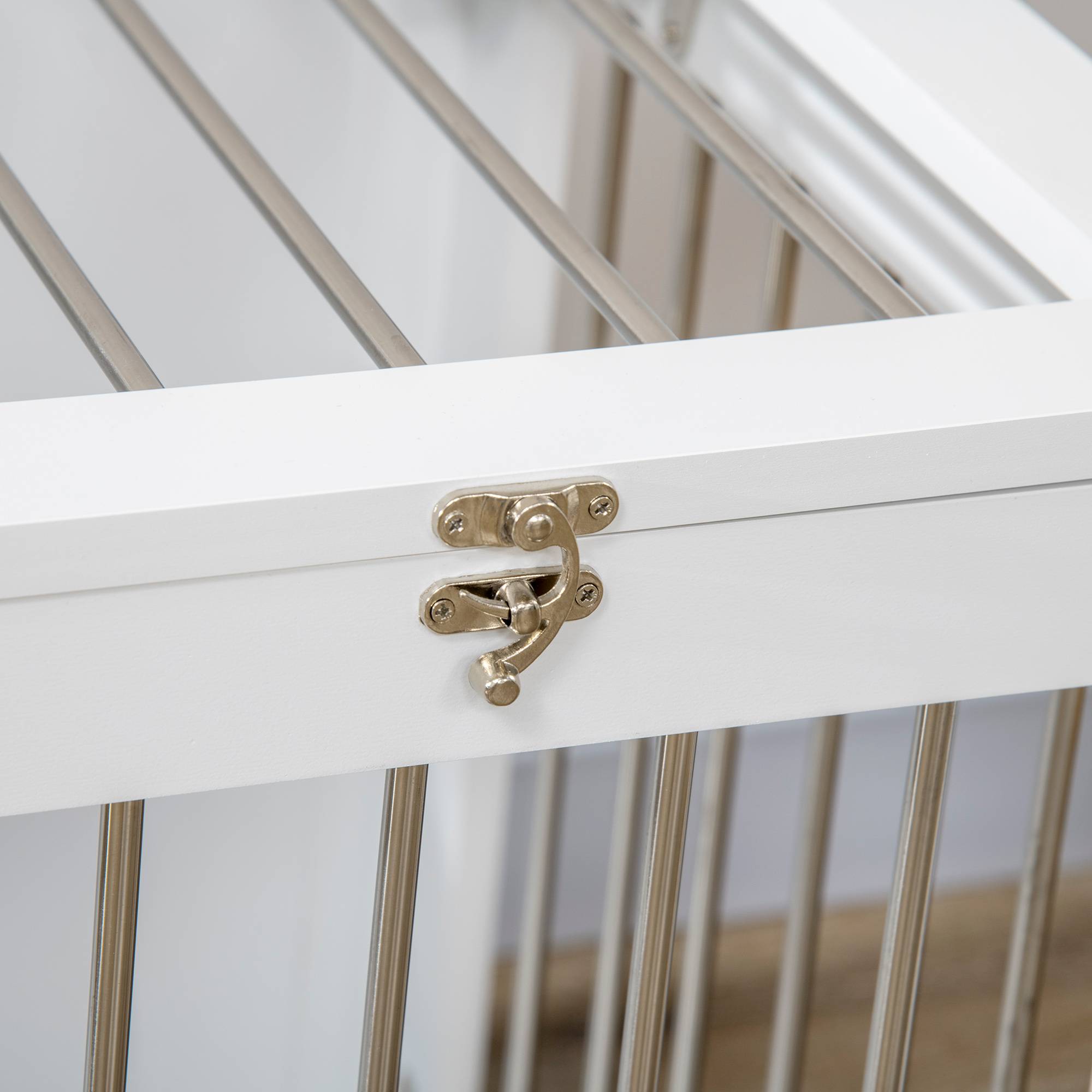 Sans Marque - Cage 2 portes, verrouillable, grille acier, 80x50x56,5 cm, Blanc + Argent - Image 10