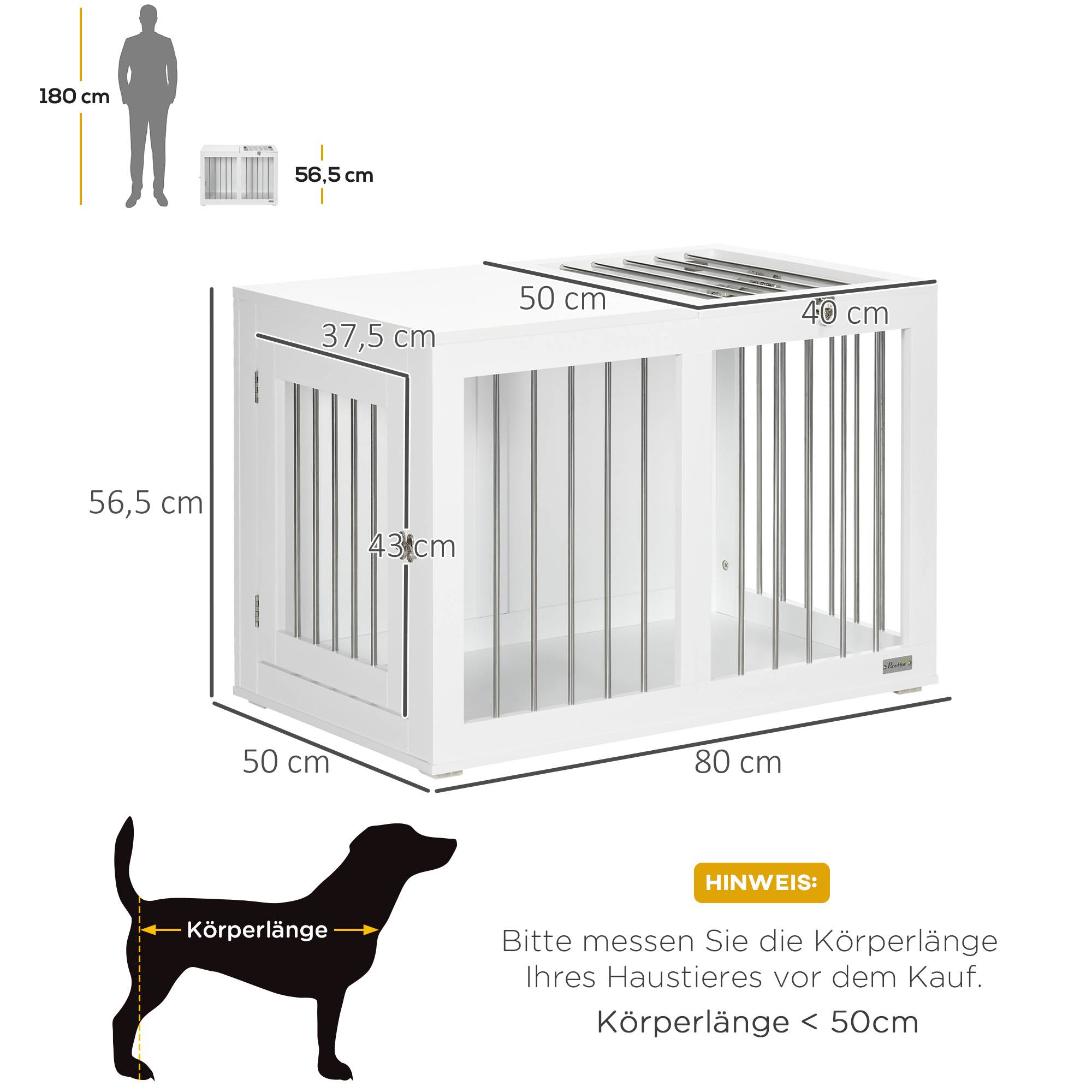 Sans Marque - Cage 2 portes, verrouillable, grille acier, 80x50x56,5 cm, Blanc + Argent - Image 5