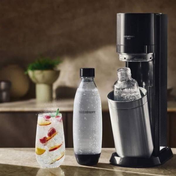 Machine a Soda Machine a eau pétillante SODASTREAM - DUO Noire - 2 bouteilles 1L compatible lave-vaisselle + 1 recharge de gaz 60L - Image 2