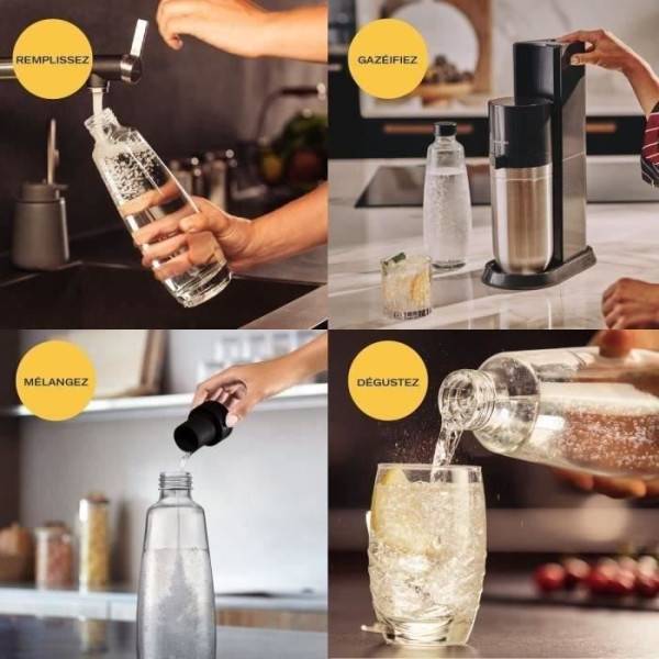 Machine a Soda Machine a eau pétillante SODASTREAM - DUO Noire - 2 bouteilles 1L compatible lave-vaisselle + 1 recharge de gaz 60L - Image 6