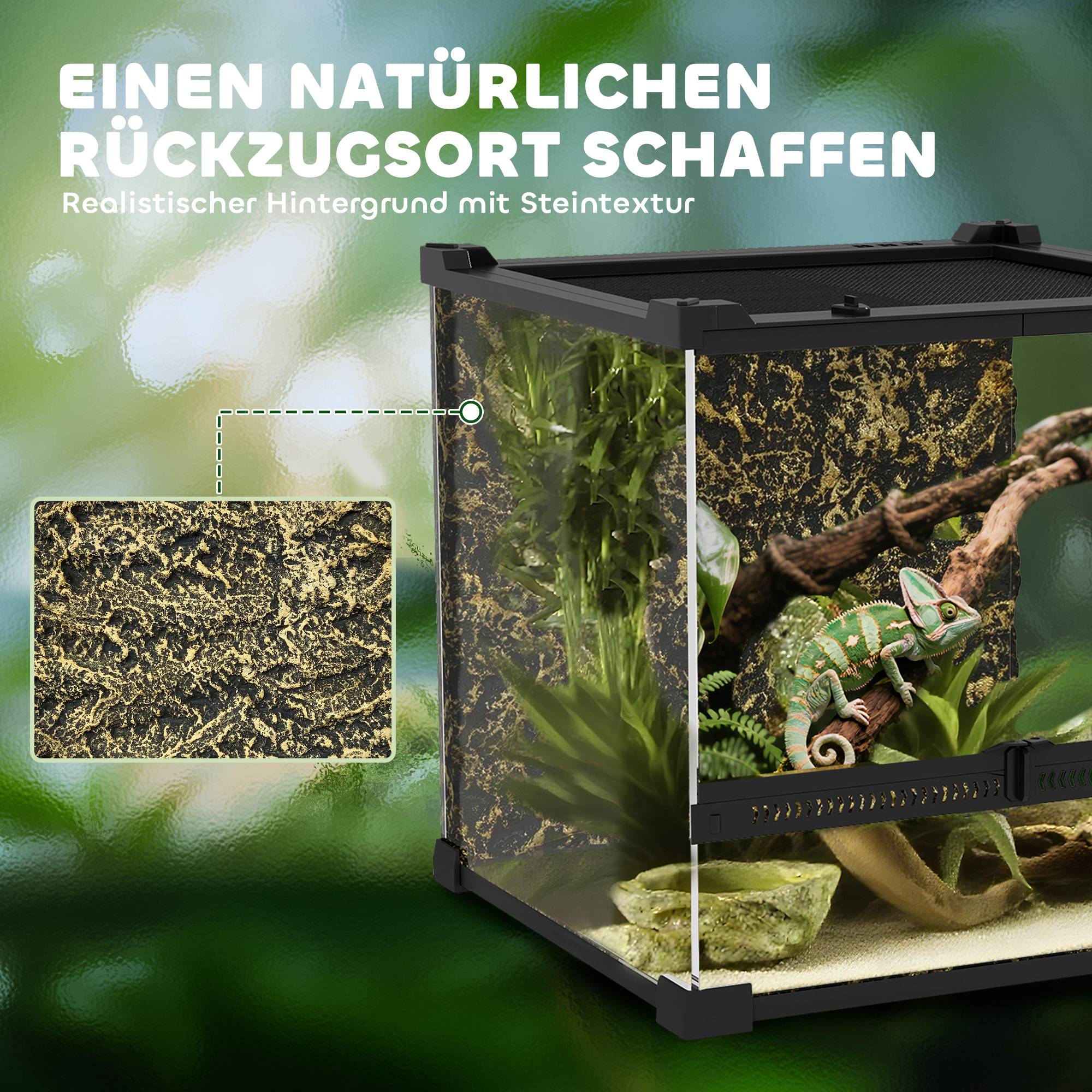 Terrarium en verre pour reptiles, fond surélevé et imperméable, fermeture à bouton - Image 7
