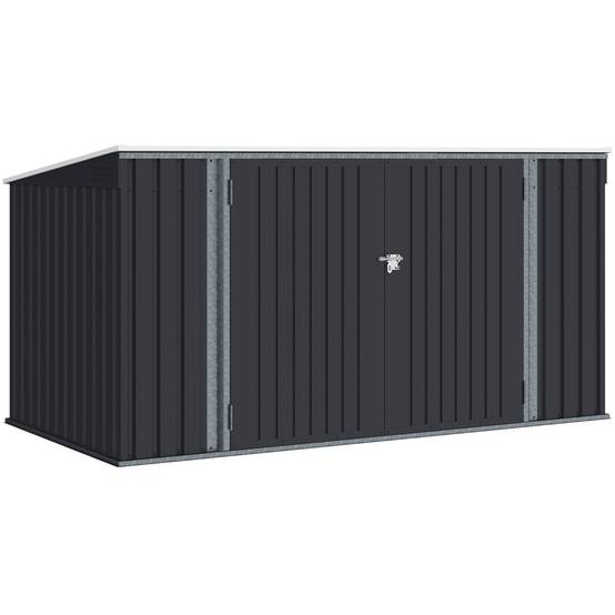 IDMARKET - Abri de jardin XXL en métal gris anthracite verrouillable multi-rangement pour stockage vélos, outils, poubelles - Image 2