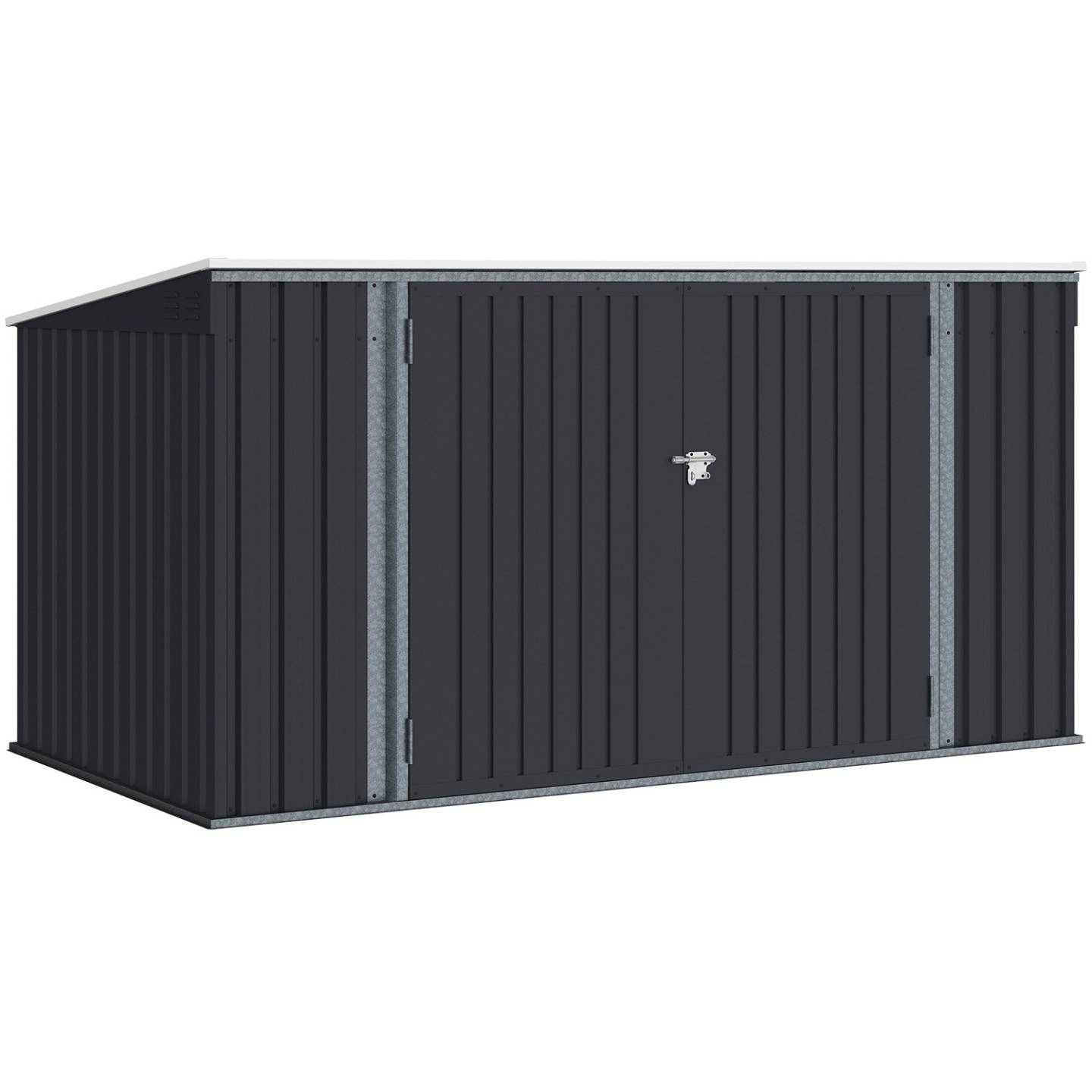 IDMARKET - Abri de jardin XXL en métal gris anthracite verrouillable multi-rangement pour stockage vélos, outils, poubelles - Image 2