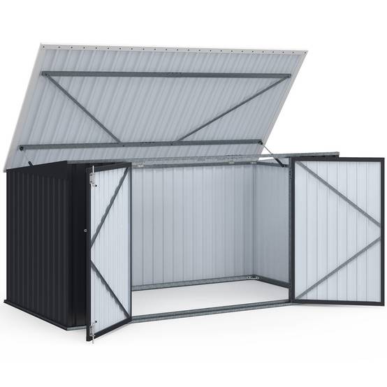 IDMARKET - Abri de jardin XXL en métal gris anthracite verrouillable multi-rangement pour stockage vélos, outils, poubelles - Image 3