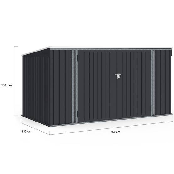 IDMARKET - Abri de jardin XXL en métal gris anthracite verrouillable multi-rangement pour stockage vélos, outils, poubelles - Image 6