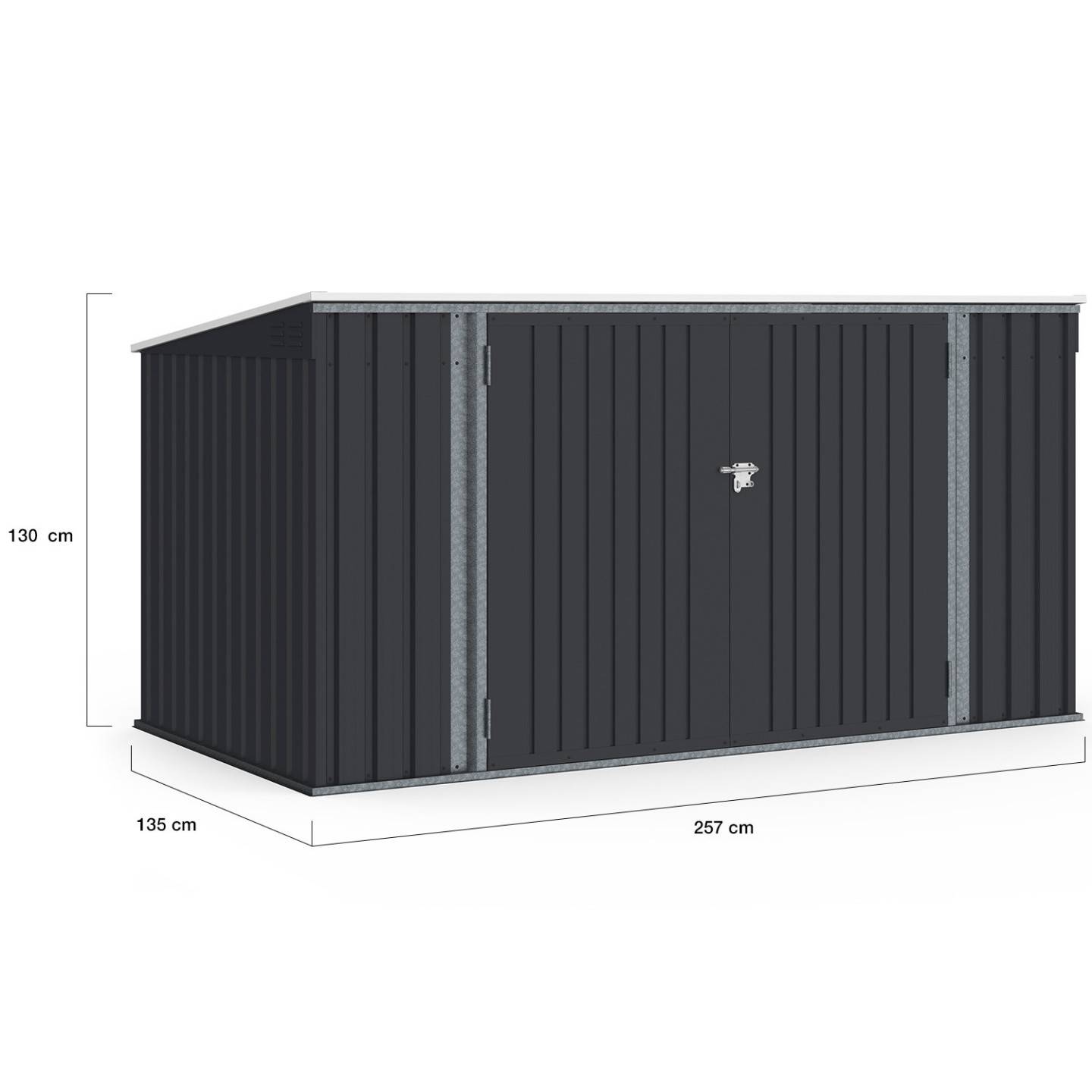 IDMARKET - Abri de jardin XXL en métal gris anthracite verrouillable multi-rangement pour stockage vélos, outils, poubelles - Image 6