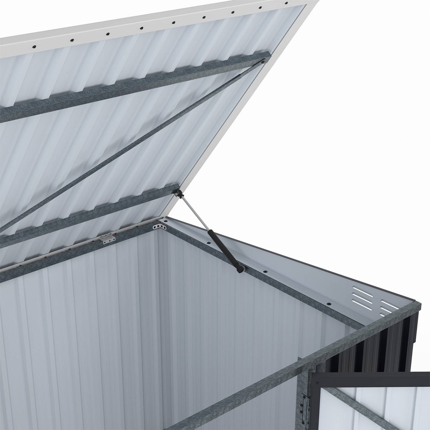 IDMARKET - Abri de jardin XXL en métal gris anthracite verrouillable multi-rangement pour stockage vélos, outils, poubelles - Image 7