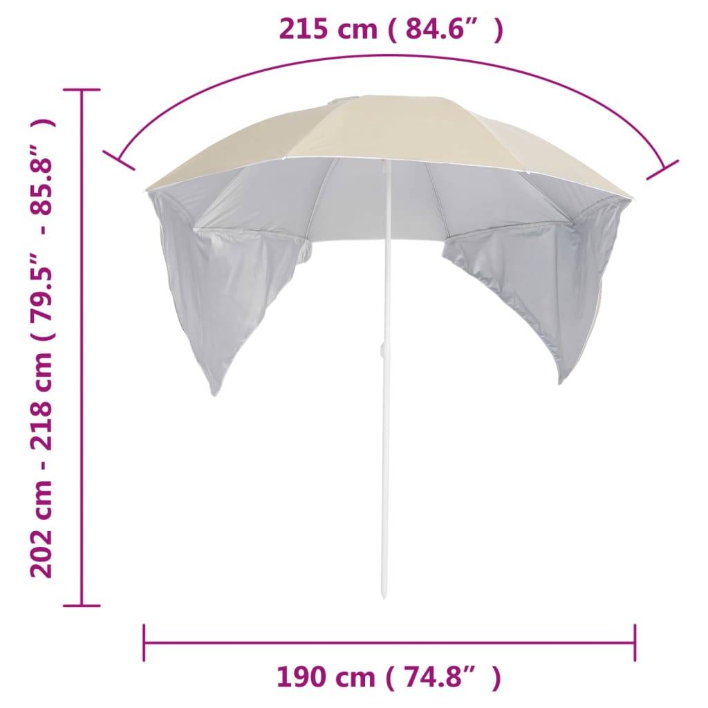 Helloshop26 - Parasol de plage avec parois latérales 215 cm sable - Image 8
