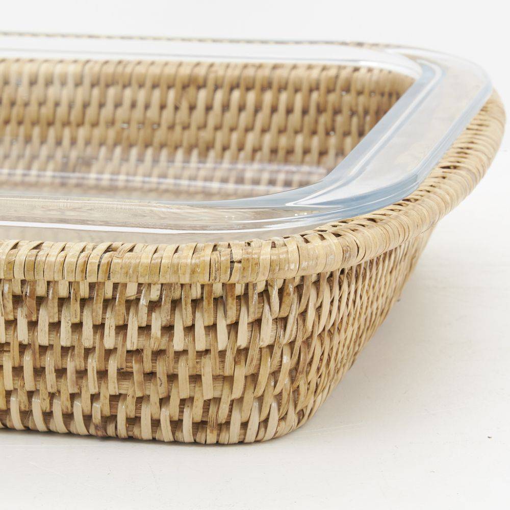 Aubry Gaspard - Ensemble plat  et support en rotin Rectangulaire - Image 3