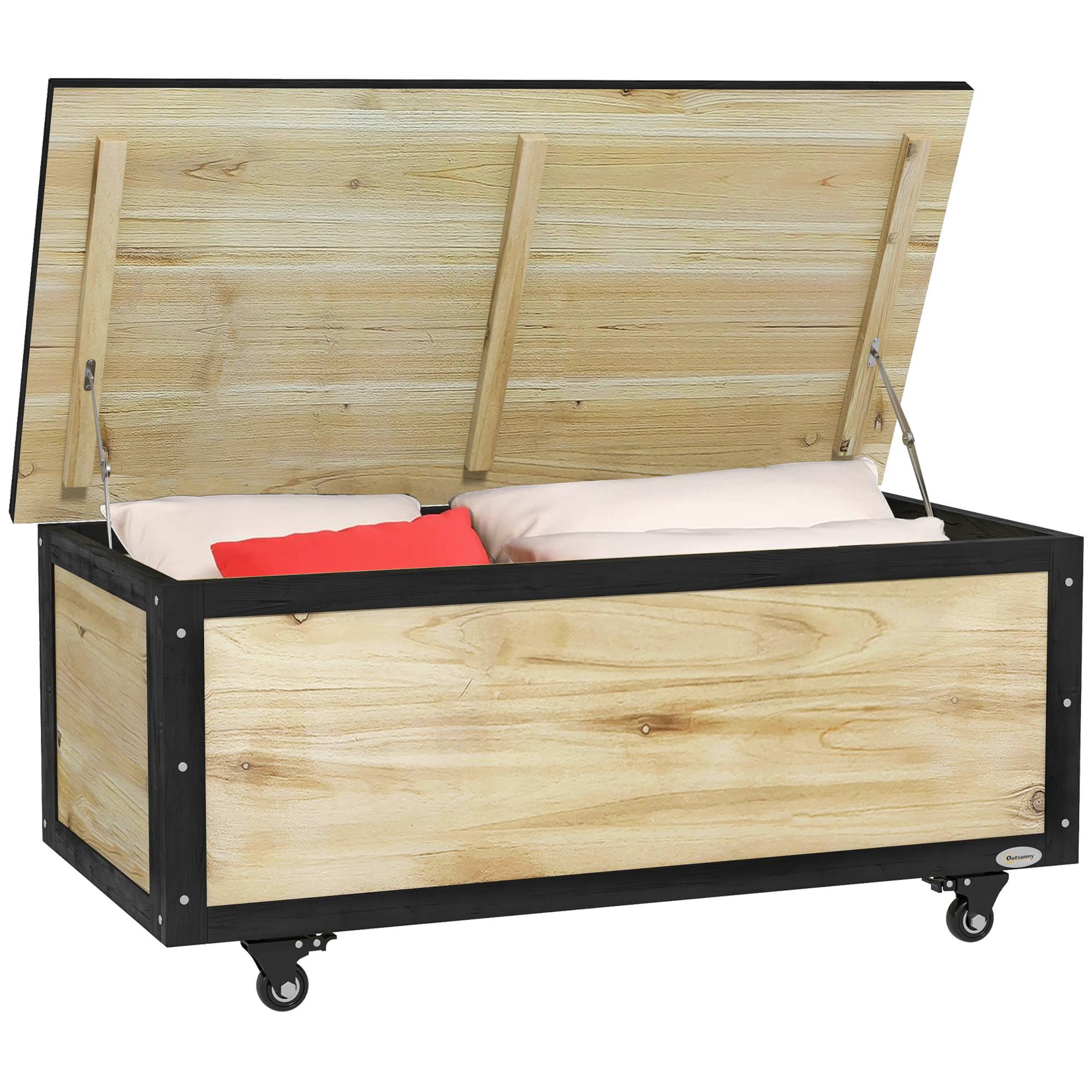 PANGIVO - Coffre de rangement en bois, naturel, 100 x 50 x 43 cm - PANGIVO - Image 1