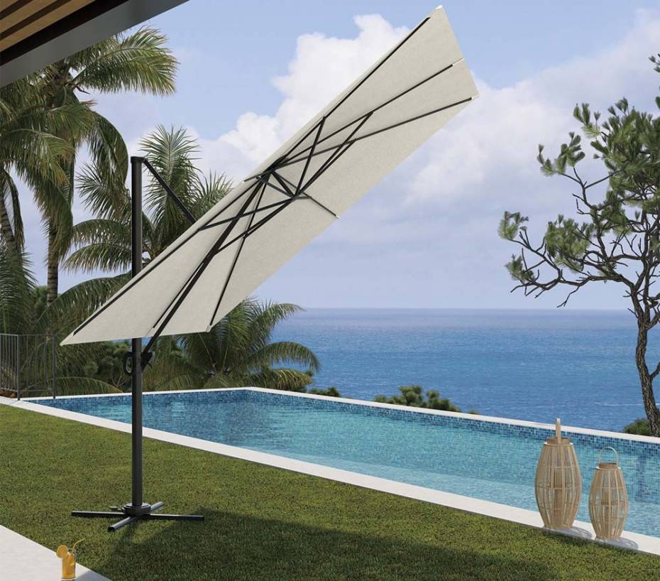 Parasol déporté 3x3m  lin  SUNKING - Image 4