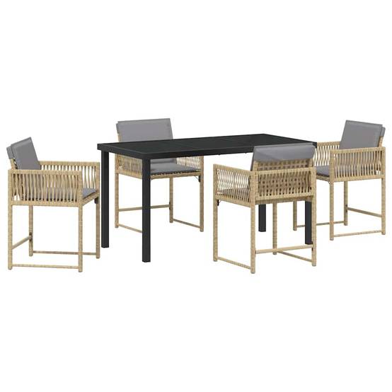 ComfortXL - Table et chaises de jardin 4 places en polyrotin et verre pour extérieur Beige – ComfortXL Outdoor Living - Image 2