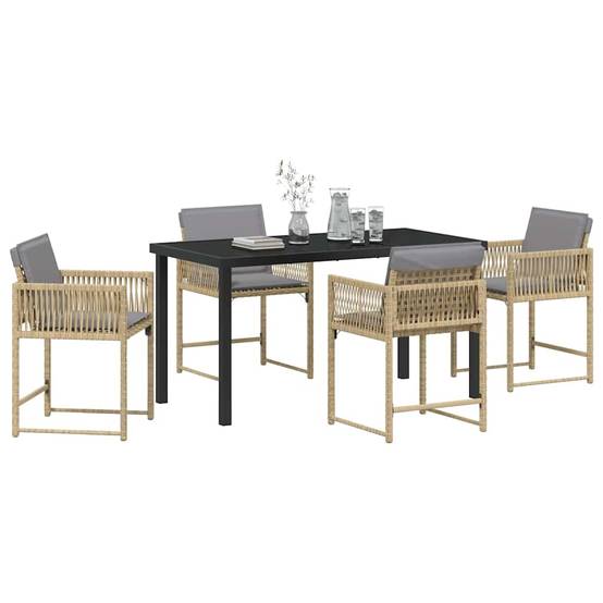 ComfortXL - Table et chaises de jardin 4 places en polyrotin et verre pour extérieur Beige – ComfortXL Outdoor Living - Image 3