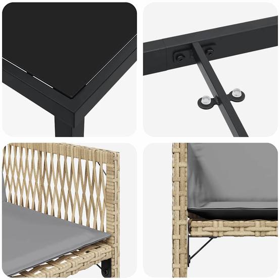 ComfortXL - Table et chaises de jardin 4 places en polyrotin et verre pour extérieur Beige – ComfortXL Outdoor Living - Image 9