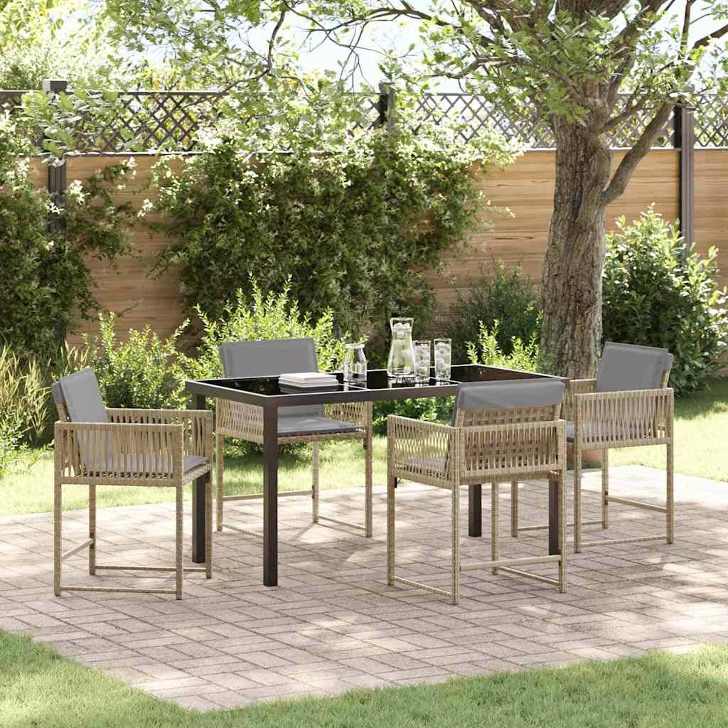 ComfortXL - Table et chaises de jardin 4 places en polyrotin et verre pour extérieur Beige – ComfortXL Outdoor Living