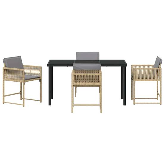 ComfortXL - Table et chaises de jardin 4 places en polyrotin et verre pour extérieur Beige – ComfortXL Outdoor Living - Image 7