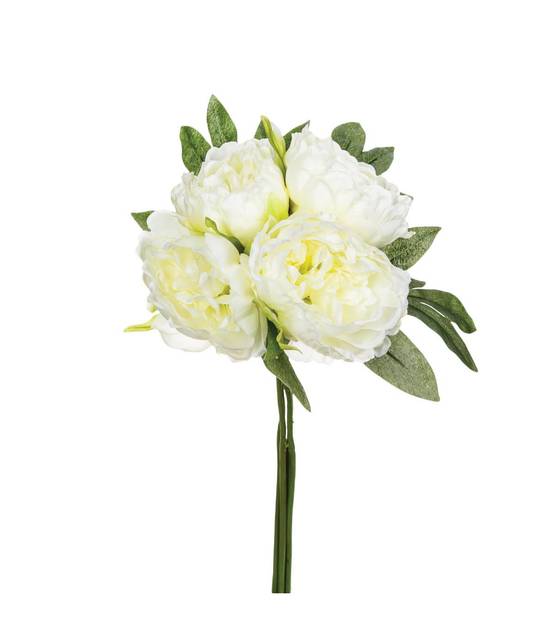 Bouquet artificiel 4 Pivoines Blanches H 30 cm - Image 1