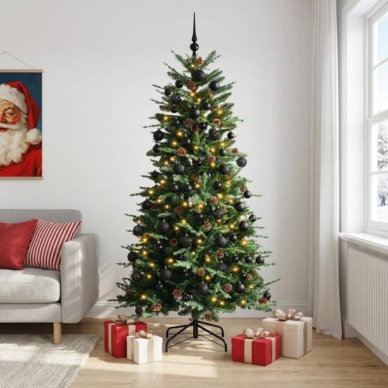 Vidaxl - Sapin de Noël artificiel avec boules 180 cm 300 LED Blanc chaud vidaXL 3466453 - Image 1