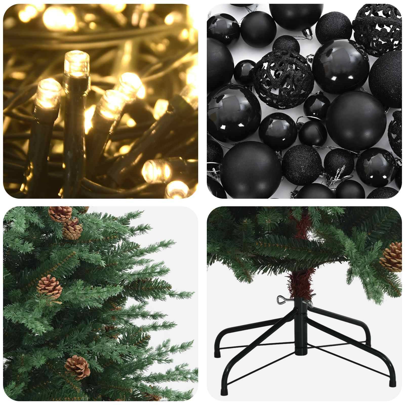 Vidaxl - Sapin de Noël artificiel avec boules 180 cm 300 LED Blanc chaud vidaXL 3466453 - Image 8
