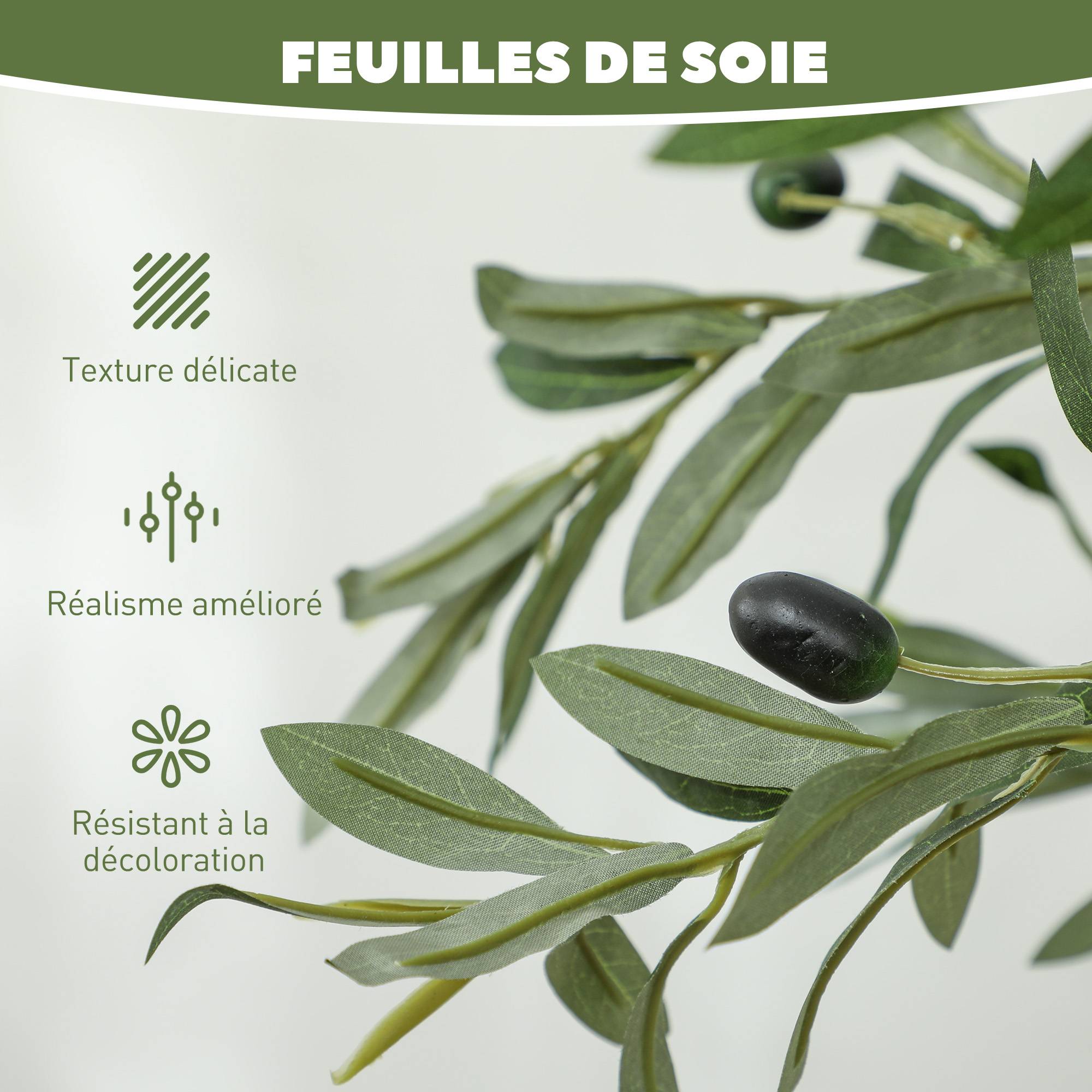Olivier artificiel 150 cm plante artificielle intérieur, fausse plante décoration pour maison, bureau, salon, chambre - Image 7