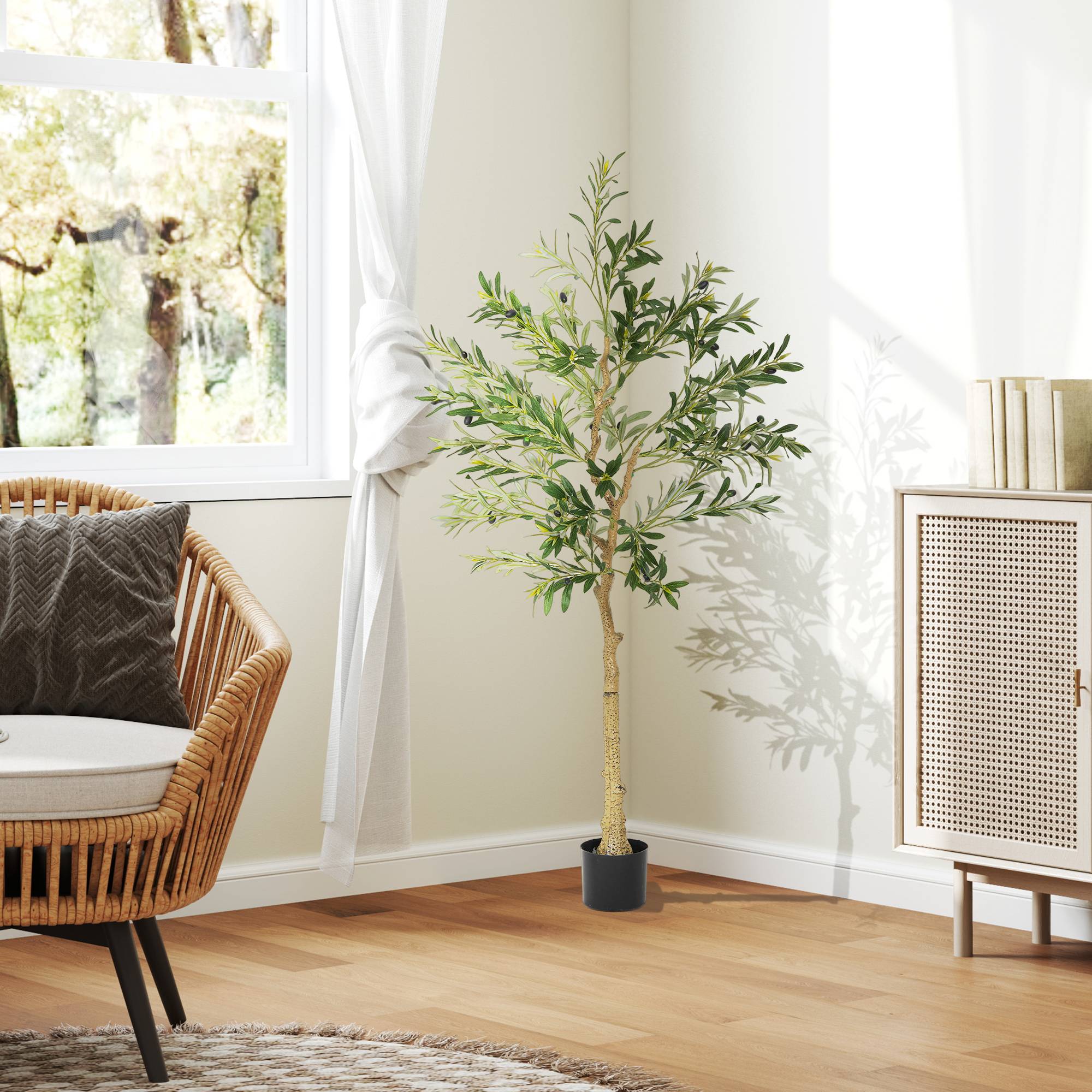 Olivier artificiel 150 cm plante artificielle intérieur, fausse plante décoration pour maison, bureau, salon, chambre - Image 3