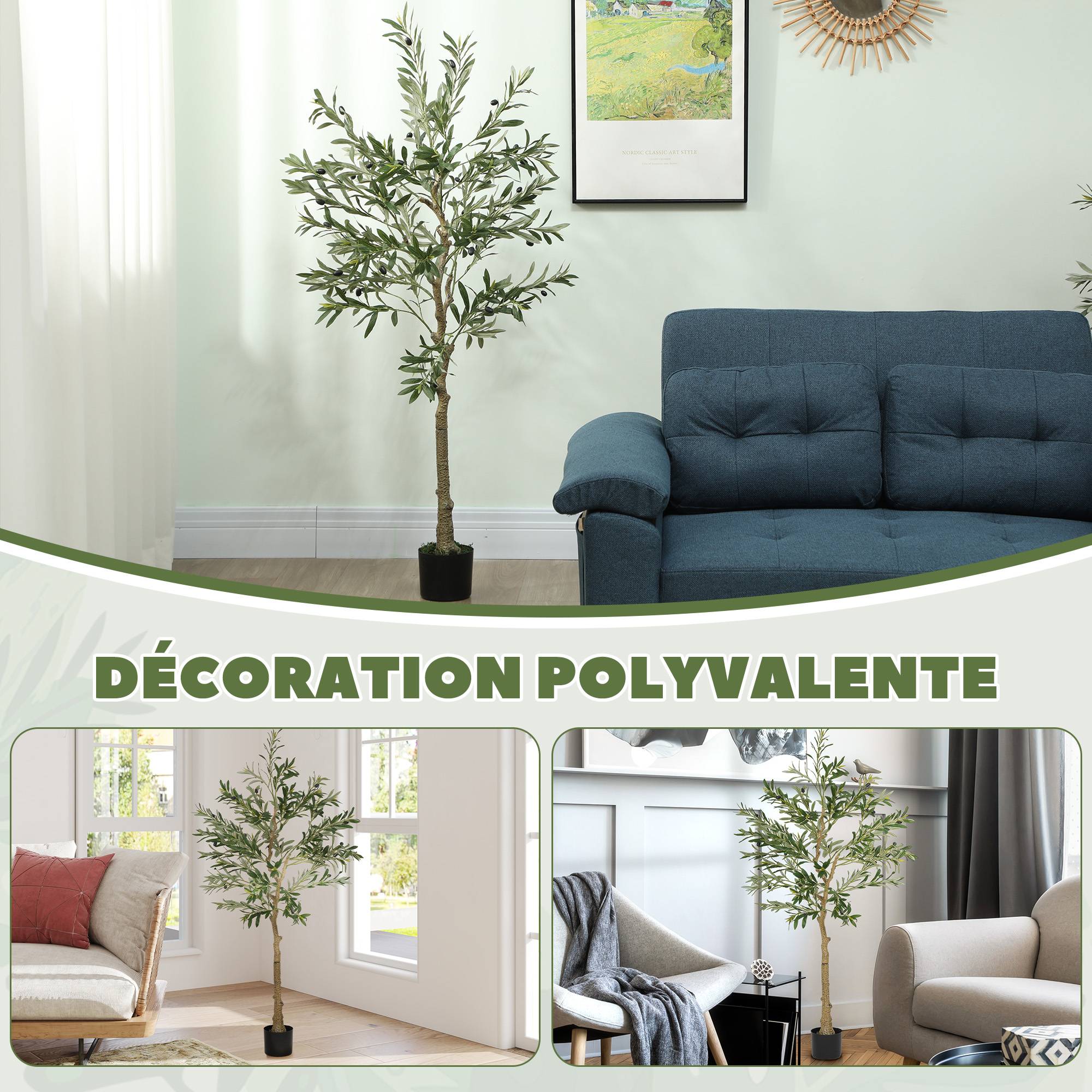 Olivier artificiel 150 cm plante artificielle intérieur, fausse plante décoration pour maison, bureau, salon, chambre - Image 10