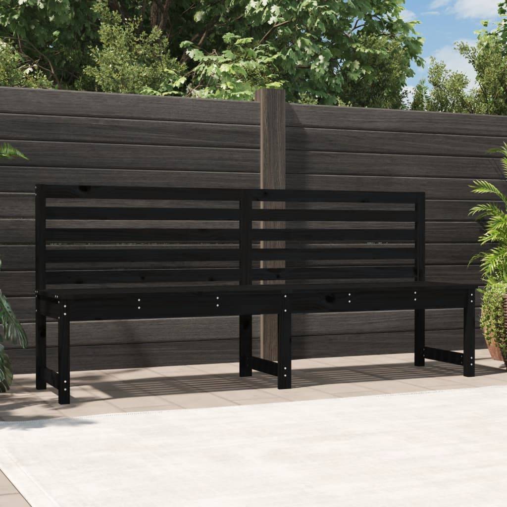 Maison Chic - Banc de jardin - Banc d'extérieur - Banquette noir 201,5 cm bois massif de pin - Image 2