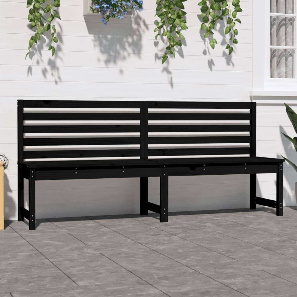 Maison Chic - Banc de jardin - Banc d'extérieur - Banquette noir 201,5 cm bois massif de pin - Image 3