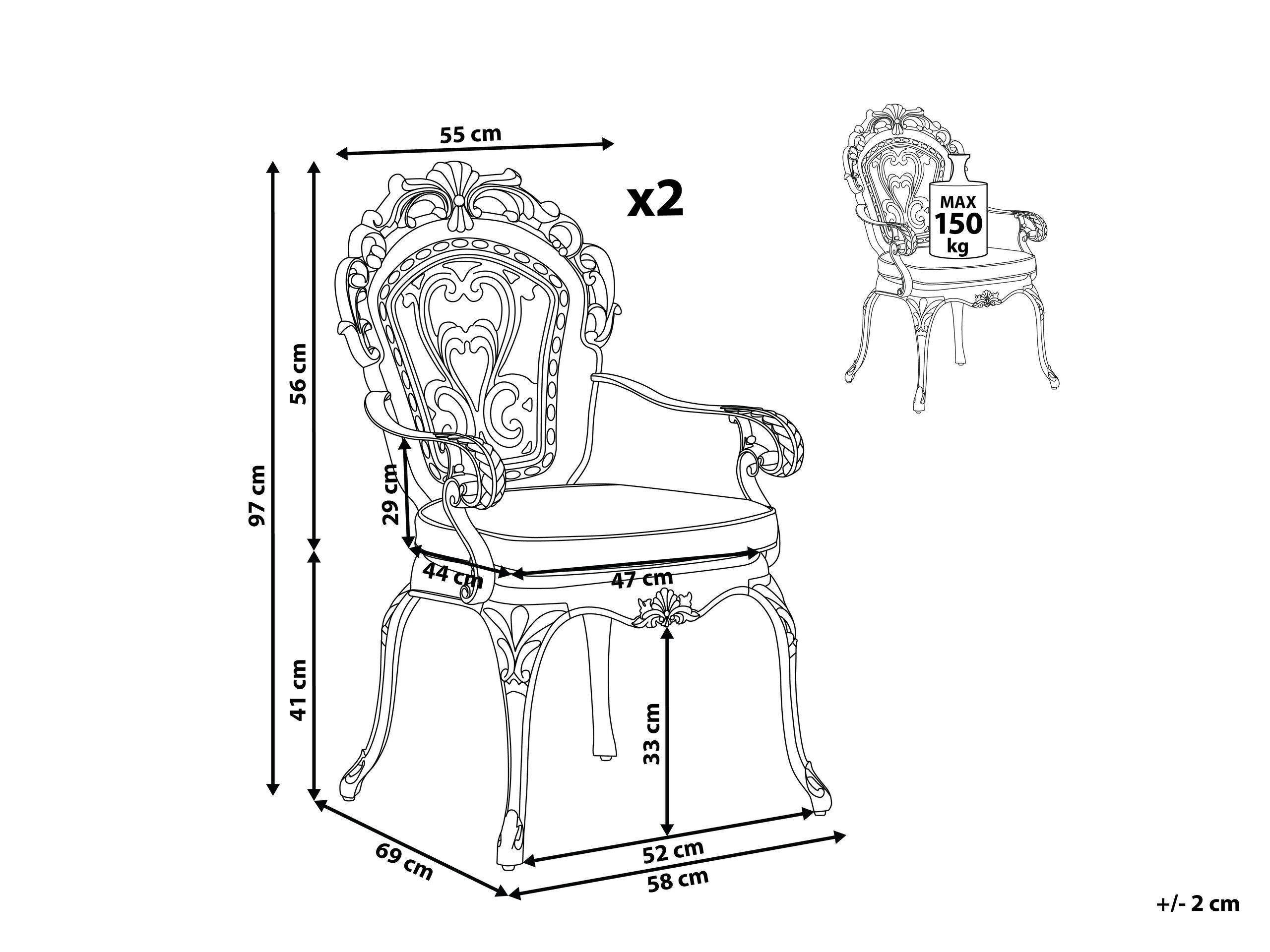Beliani - Chaise de jardin Aluminium Marron foncé SAPRI - Beliani - Image 2