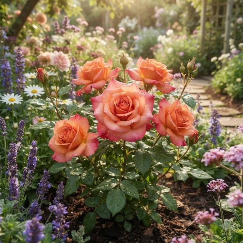 Rosier à grandes fleurs Christophe Colomb® 'Meironsse' à fleurs Orange/ - feuillage Caduc - Pot de 10 L - 1/2 tige - Image 2
