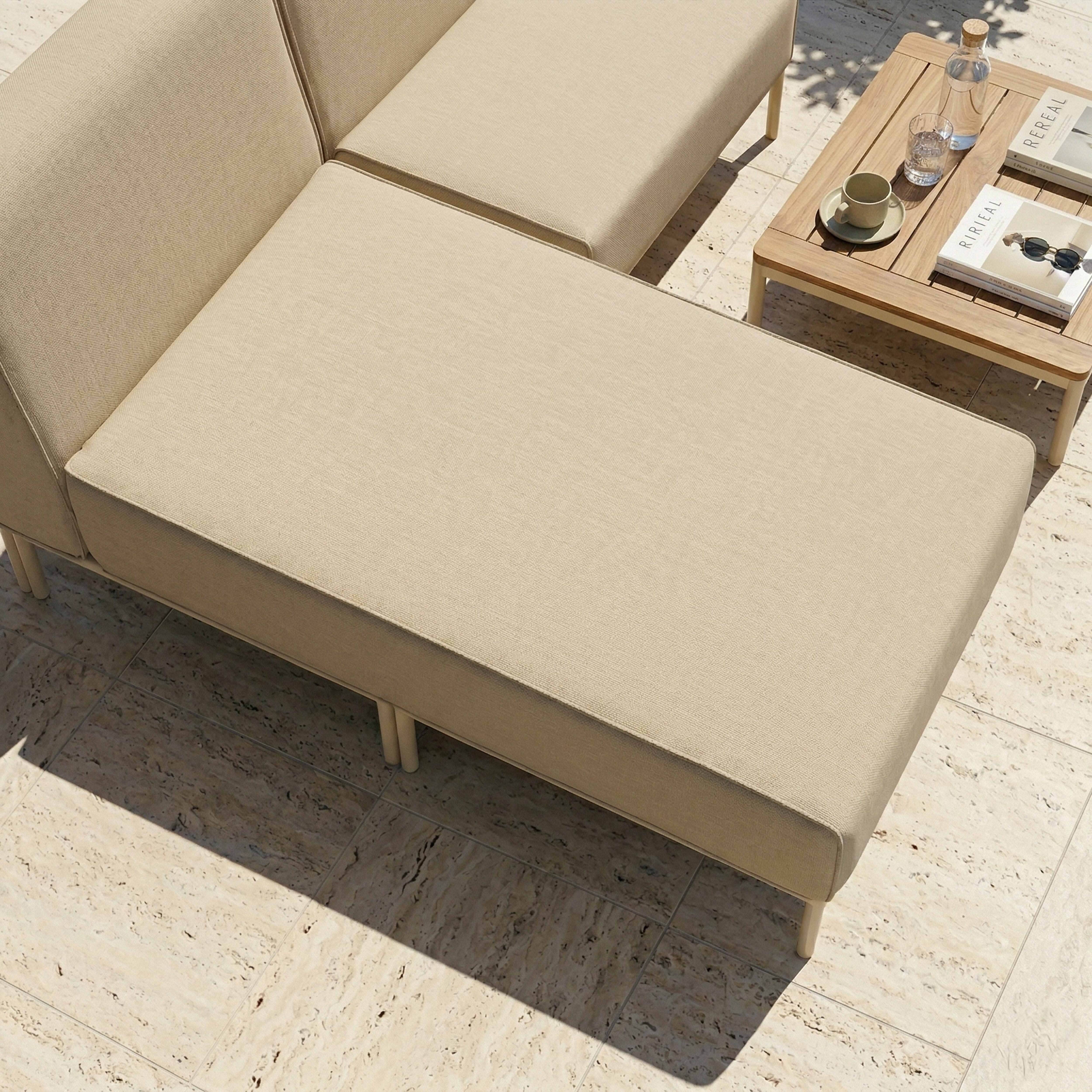 Oviala - Salon de jardin bas modulable uni 2 places beige Patio - Oviala - Image 4