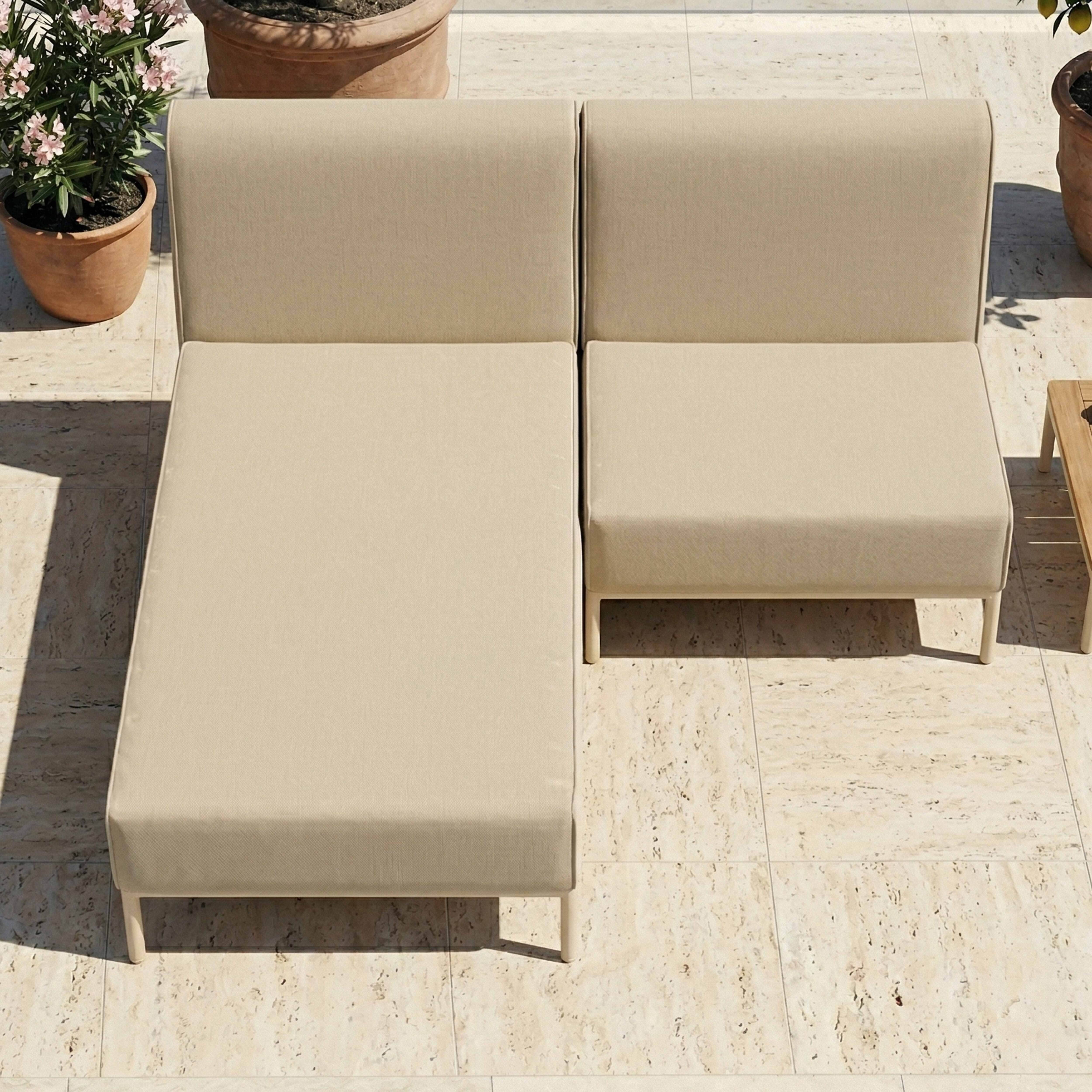 Oviala - Salon de jardin bas modulable uni 2 places beige Patio - Oviala - Image 3