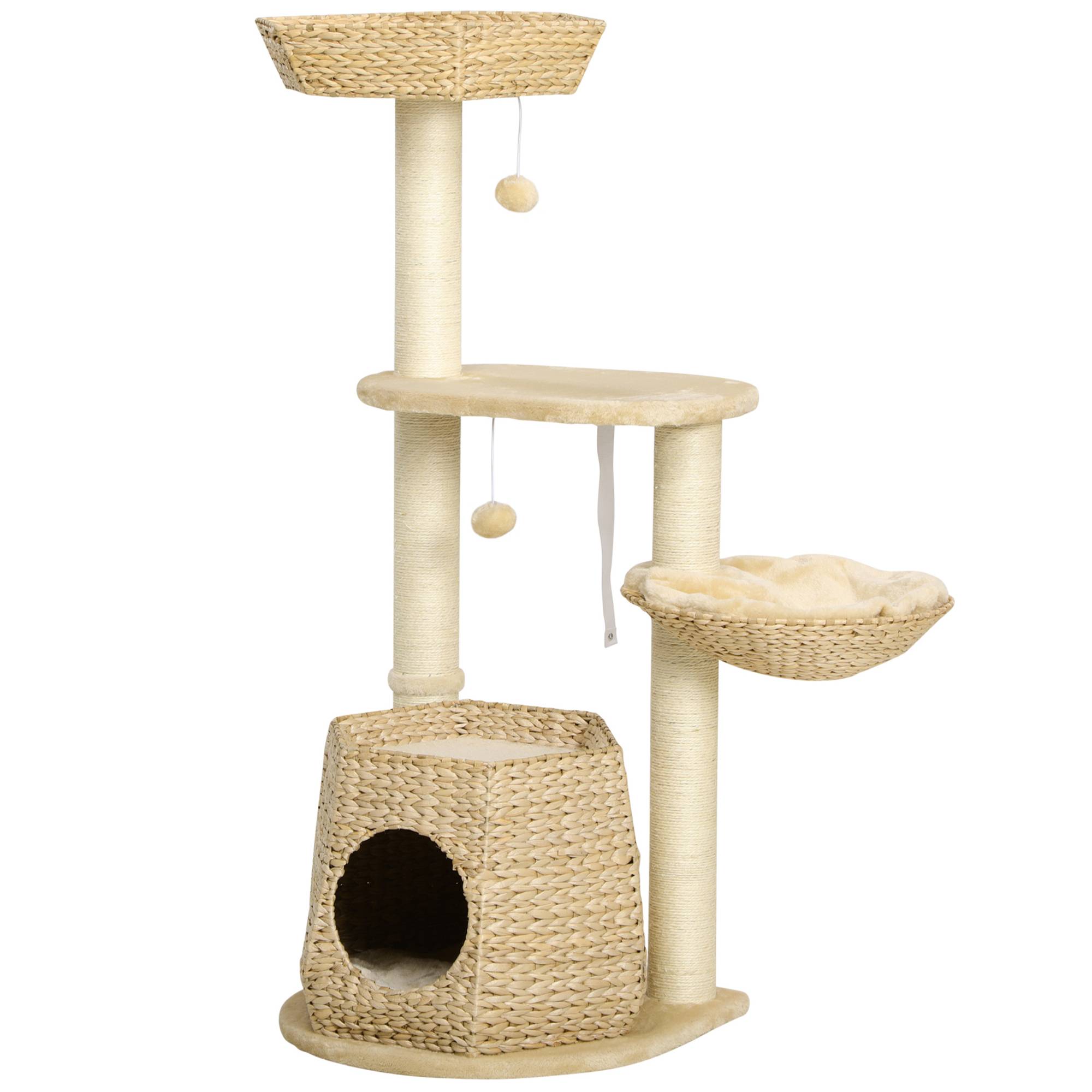 Arbre à chat sisal et peluche naturel 50 x 50 x 119 cm - PANGIVO - Image 2