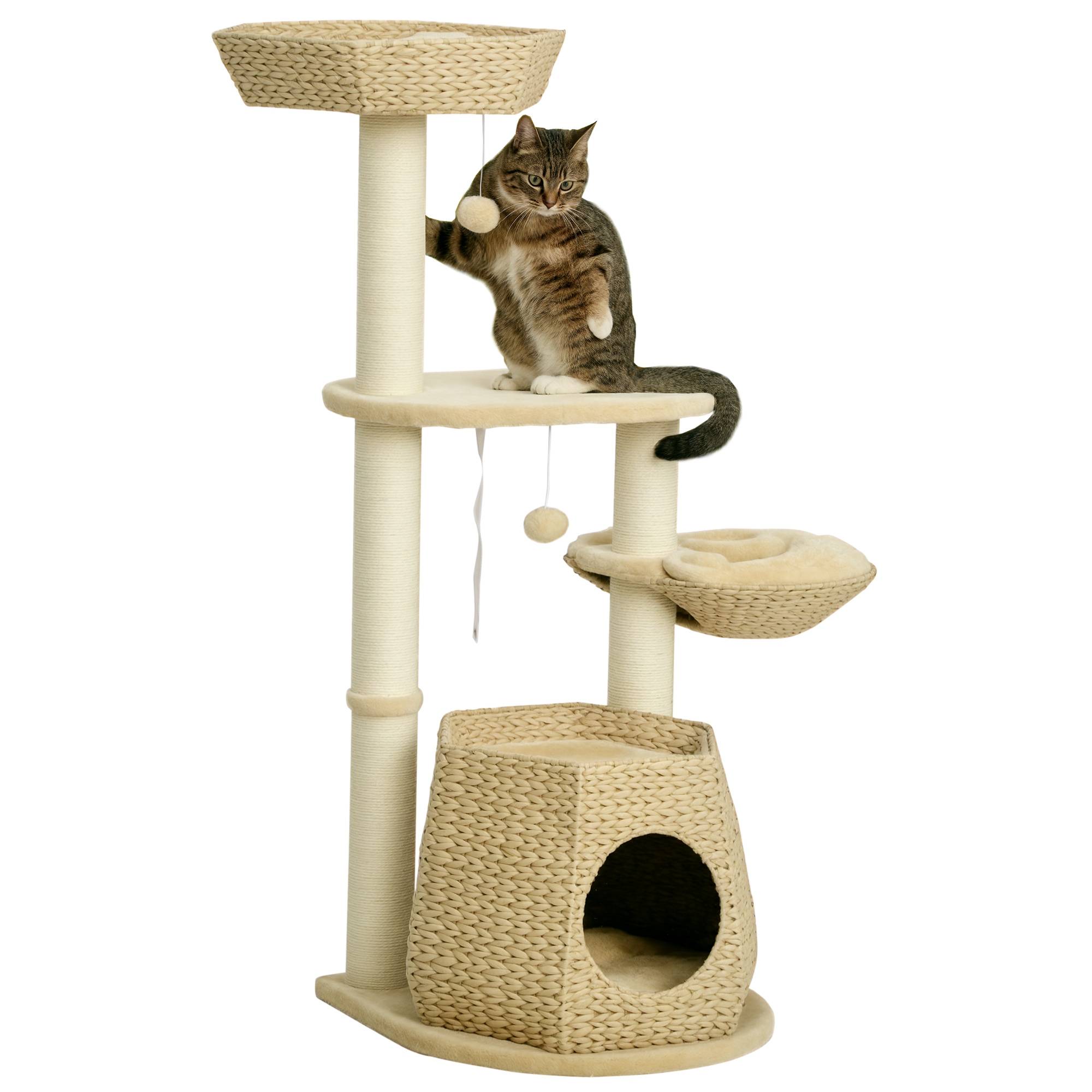 Arbre à chat sisal et peluche naturel 50 x 50 x 119 cm - PANGIVO - Image 1