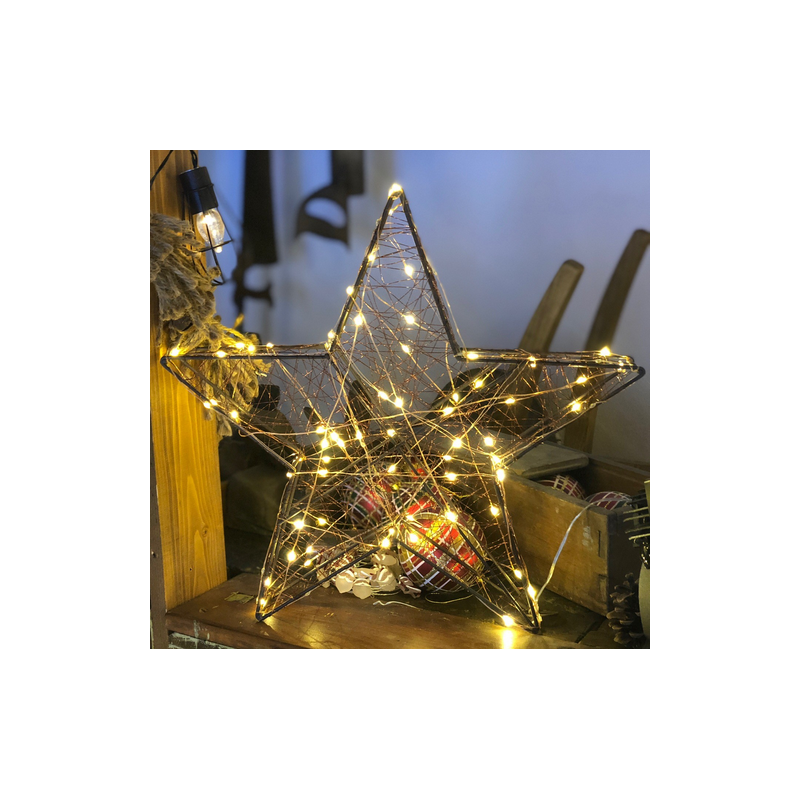Lotti - Étoile lumineuse 3D 40 cm 80 microLed blanc chaud flash fil cuivré Lotti - Image 2