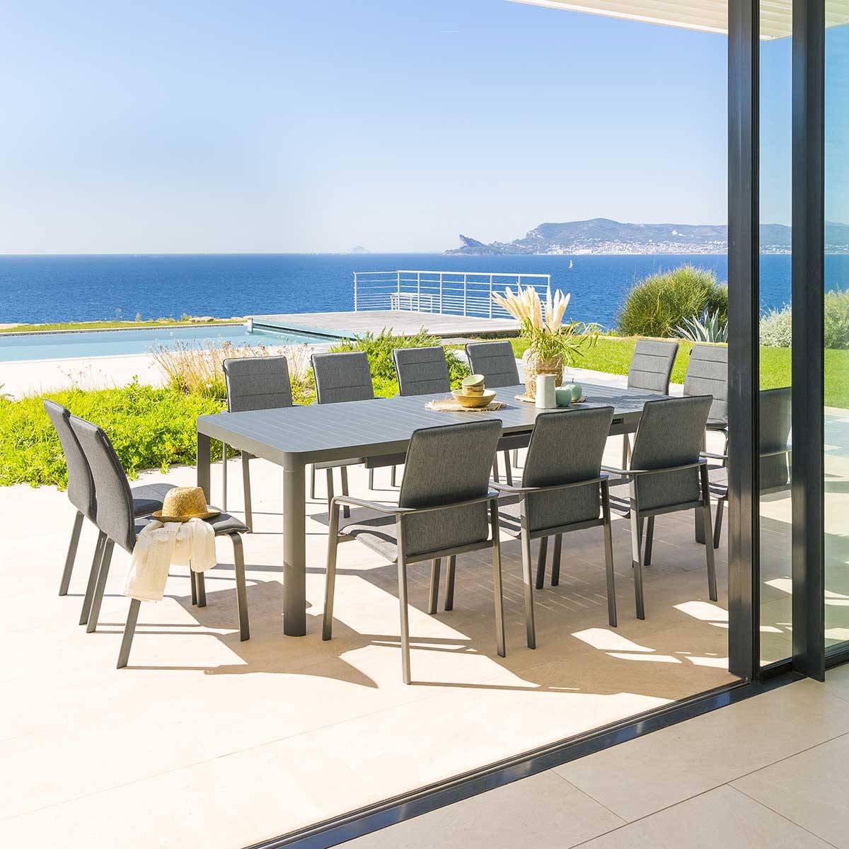 Hesperide - Table de jardin extensible "Paradize" graphite 12 places en aluminium traité époxy Hespéride - Image 8